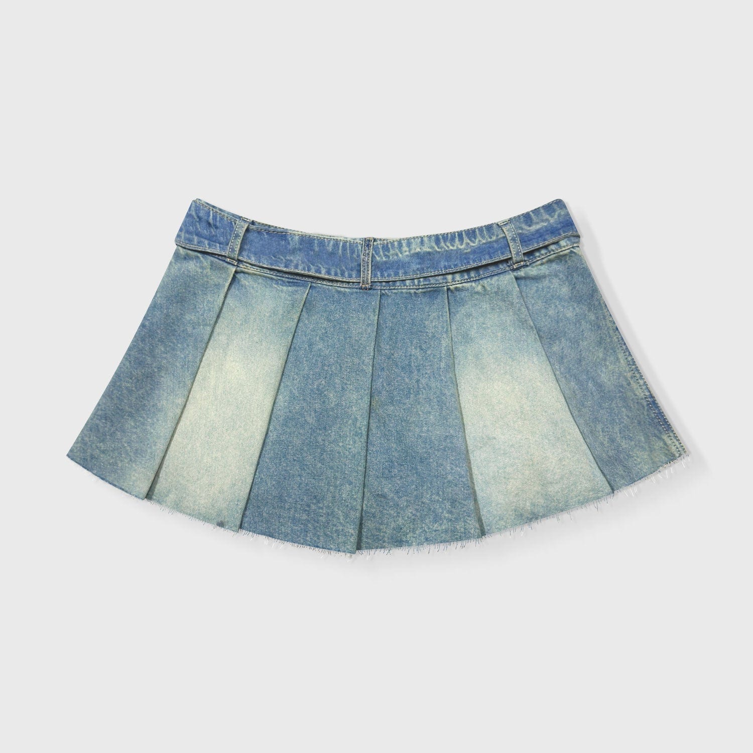 Denim Pleated Mini Skirt - Light Blue - imagen 4