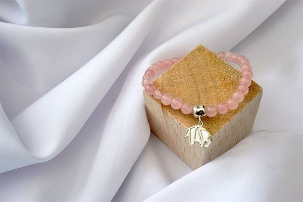 Pulsera Cuarzo Rosa dije elefante P - imagen 2