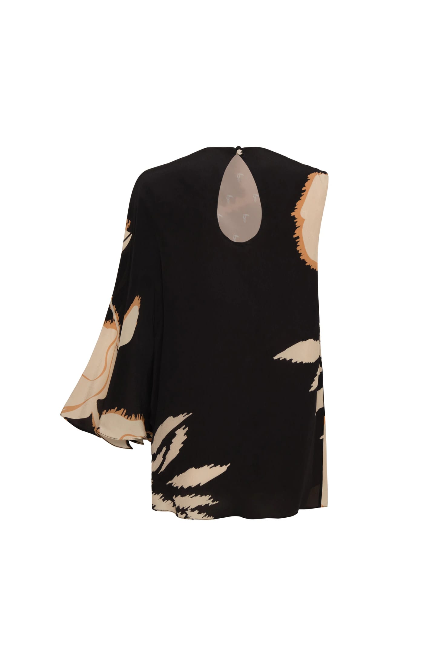 Gonzalez Crepe Chine Blouse / Black - Beige Gladiolos - imagen 3