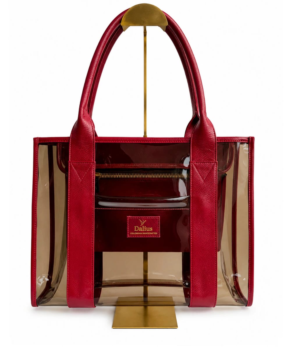 Bolso Tote Vinilo Oscuro Rojo - imagen 1