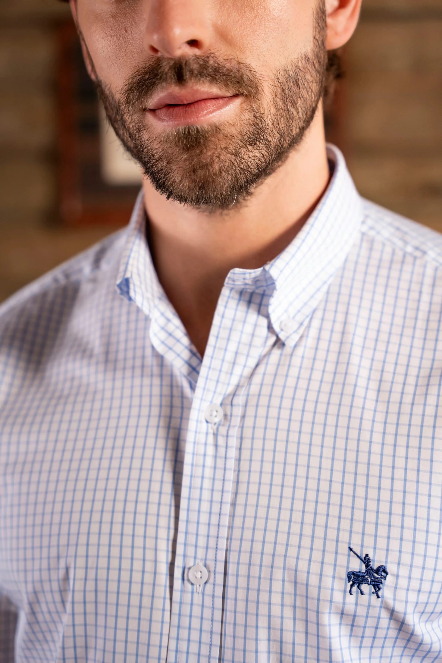 Camisa Cuadros Algodón Pima Hombre Azul Claro - imagen 1