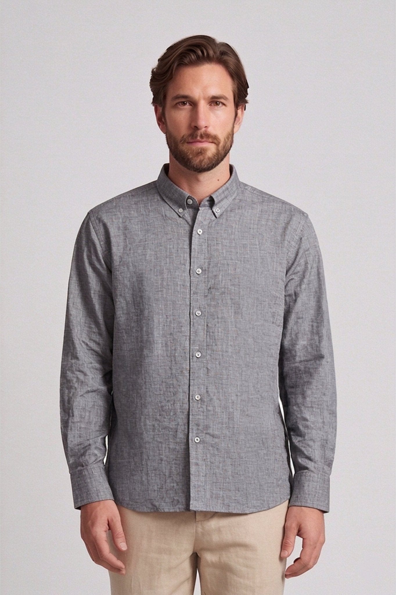 Camisa manga larga lino y algodón para hombre Jon Sonen 010226001 - imagen 3