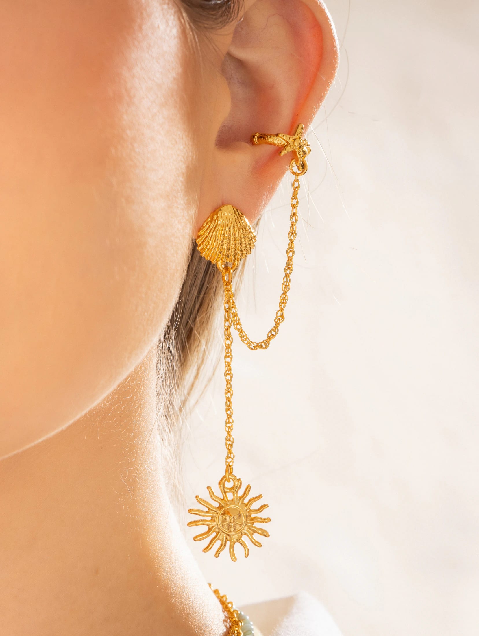 Aretes Solitario Concha - imagen 1