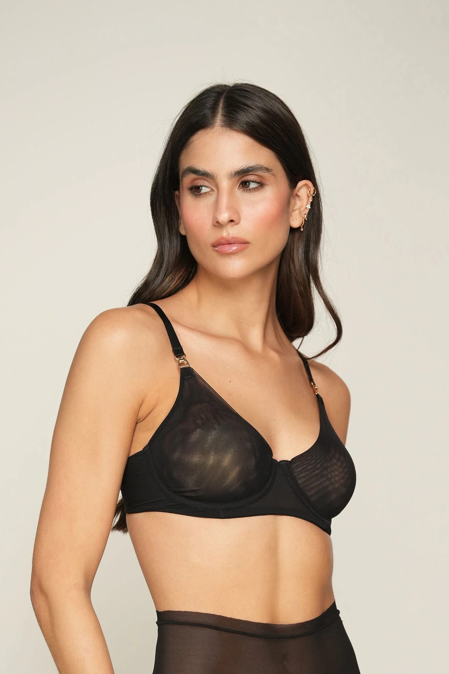 BRASIER ELLIPSE EN TUL CON ARO INVISIBLE ULTRA COMODO ALMA LIMPIA NEGRO - imagen 2