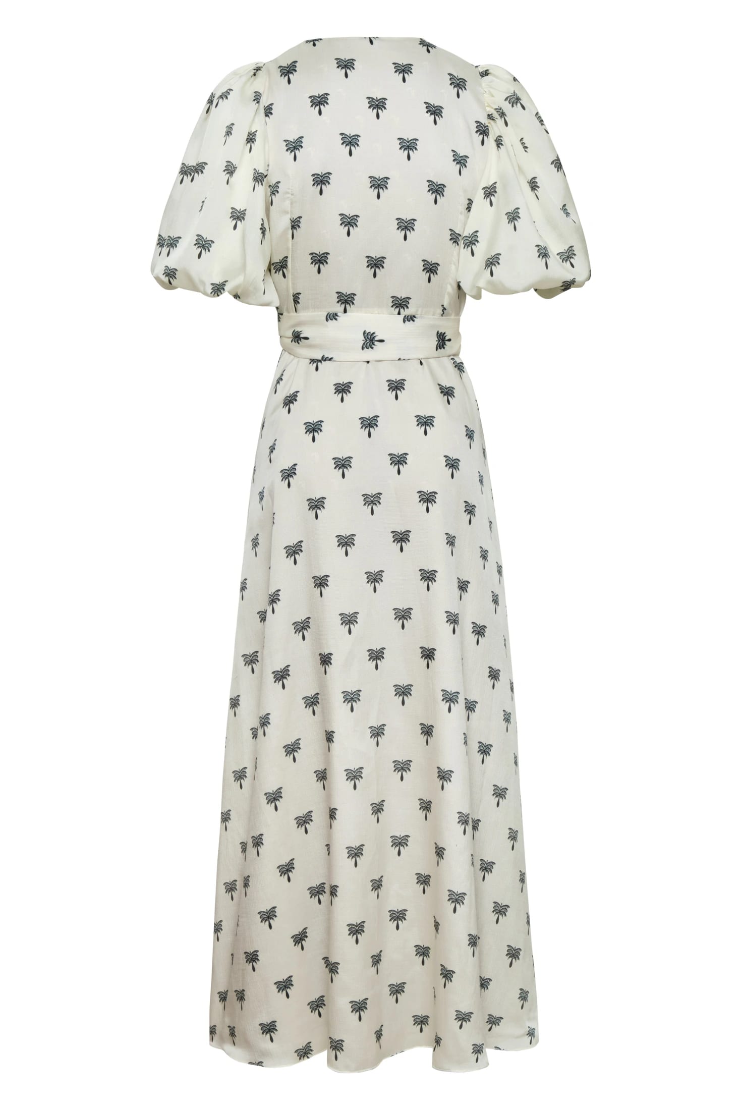Ermita Martellato Silk Midi Dress / Ivory - Black Polka Palms - imagen 6