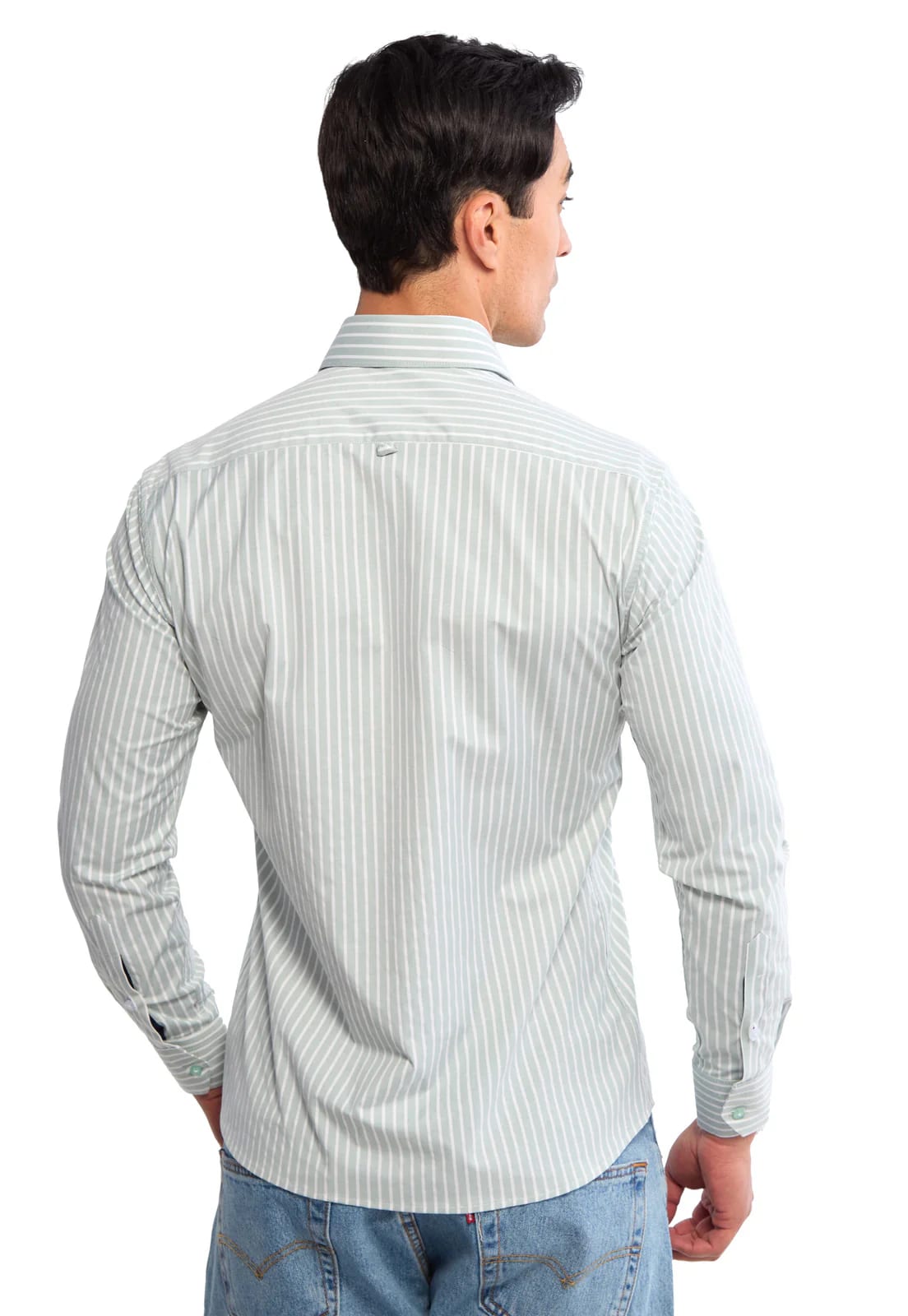 Camisa manga larga verde con rayas blancas - imagen 3