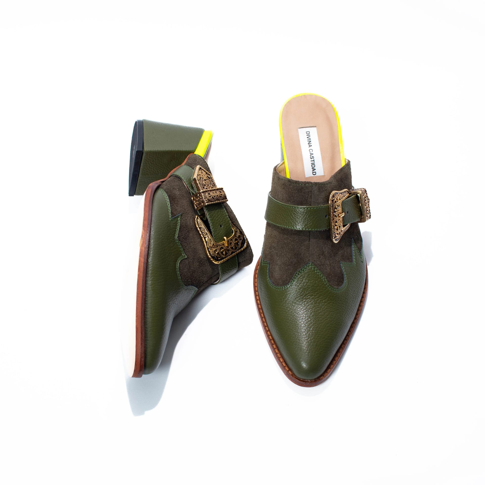 Olive Green Canvas Mules - imagen 3