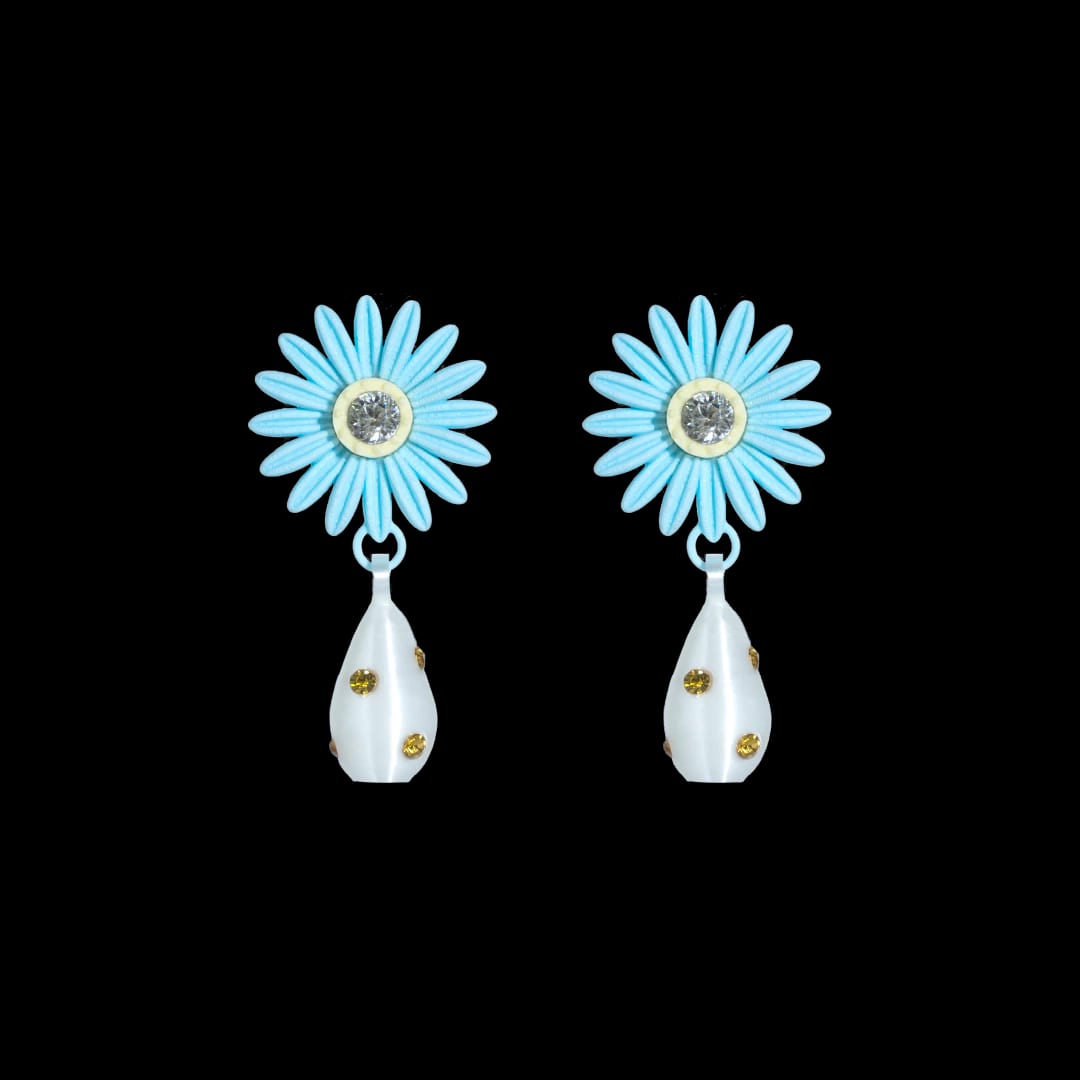 ARETES DE MARGARITA CON DIJE DE PERLA - imagen 1