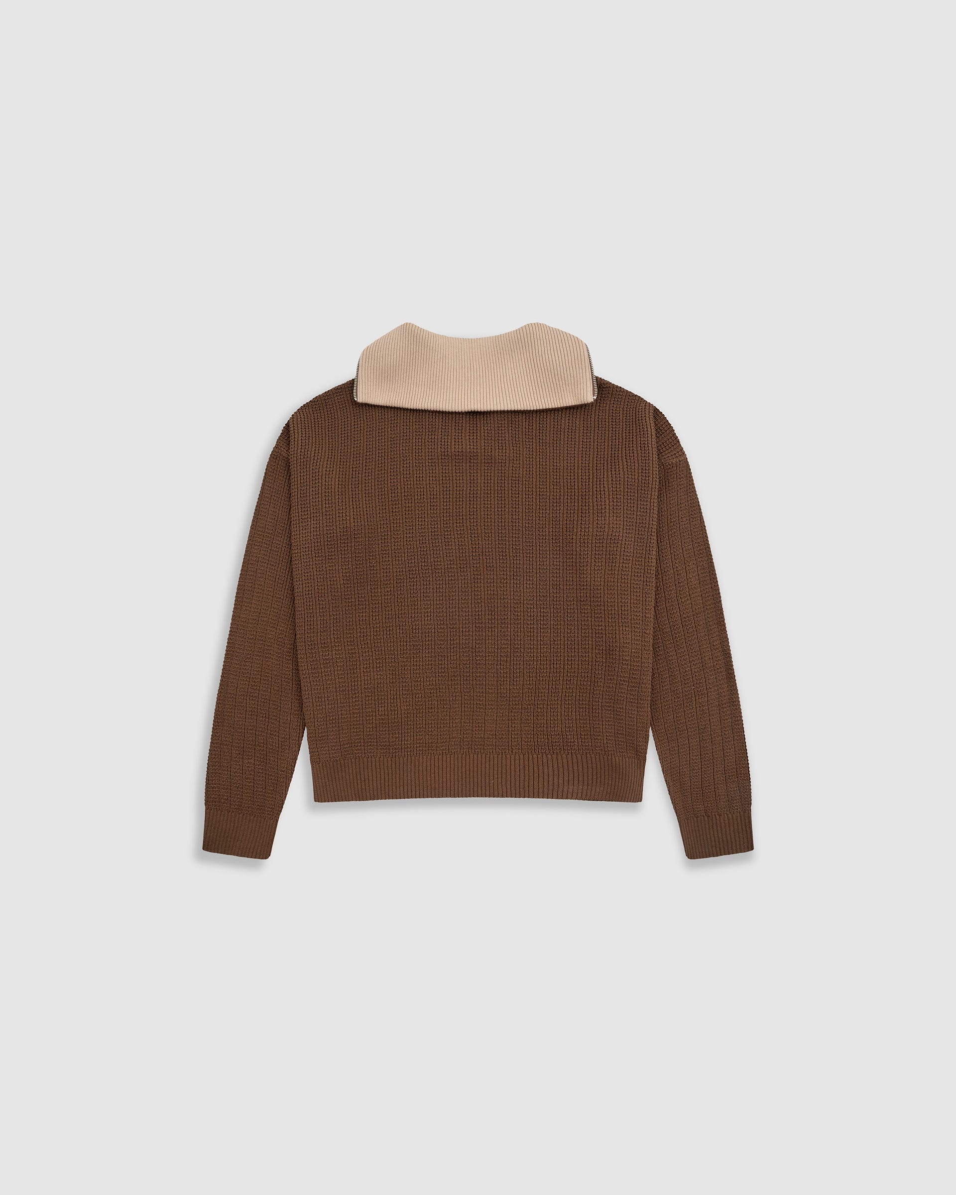 Zip Funnel Neck Knitwear - Café y Crema - imagen 5