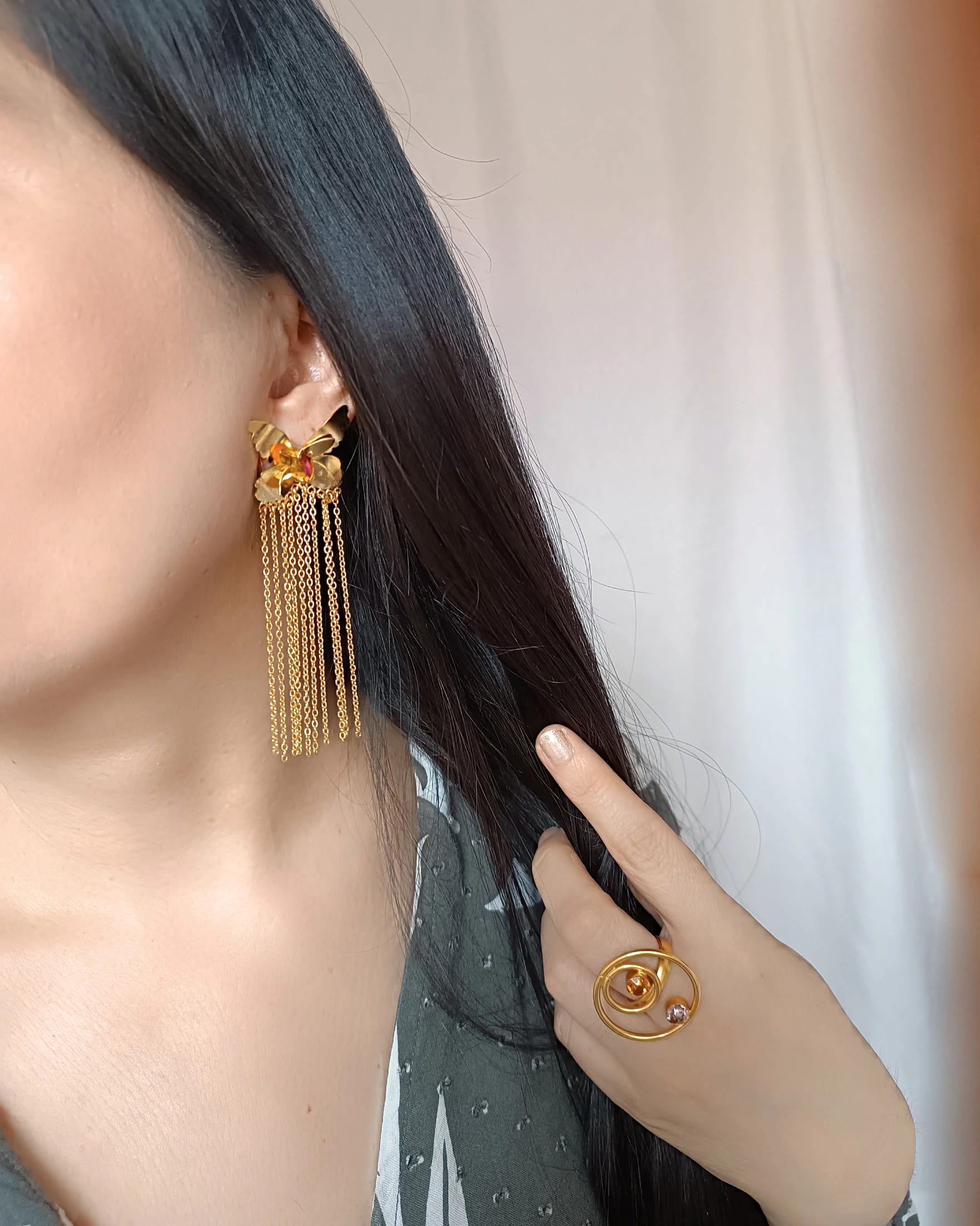 Aretes Mariposas y cristal - imagen 2