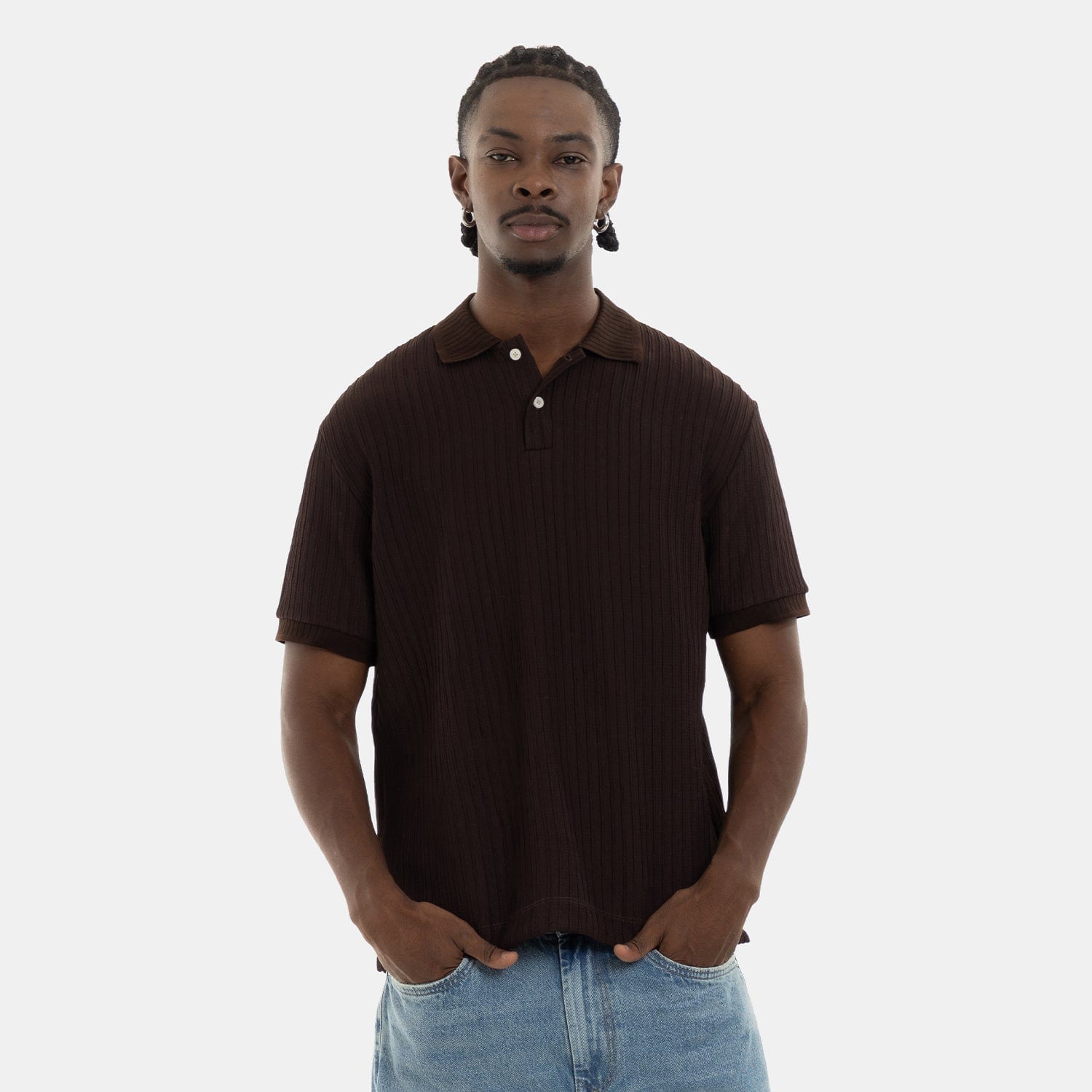 Refined Polo Knit Chocolate - imagen 1