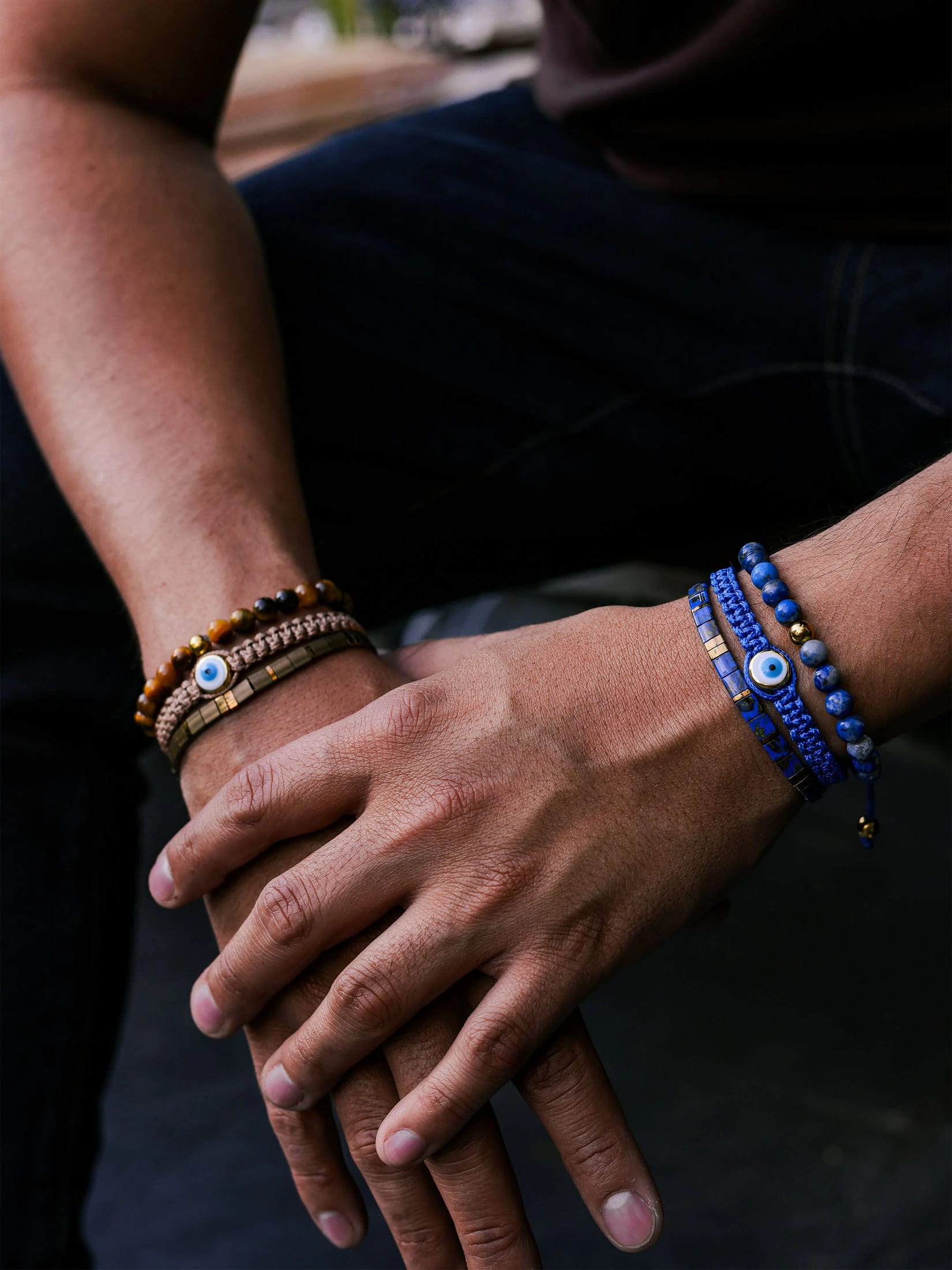 Brazalete Miyuki Tila Azul Marmolizado - imagen 5