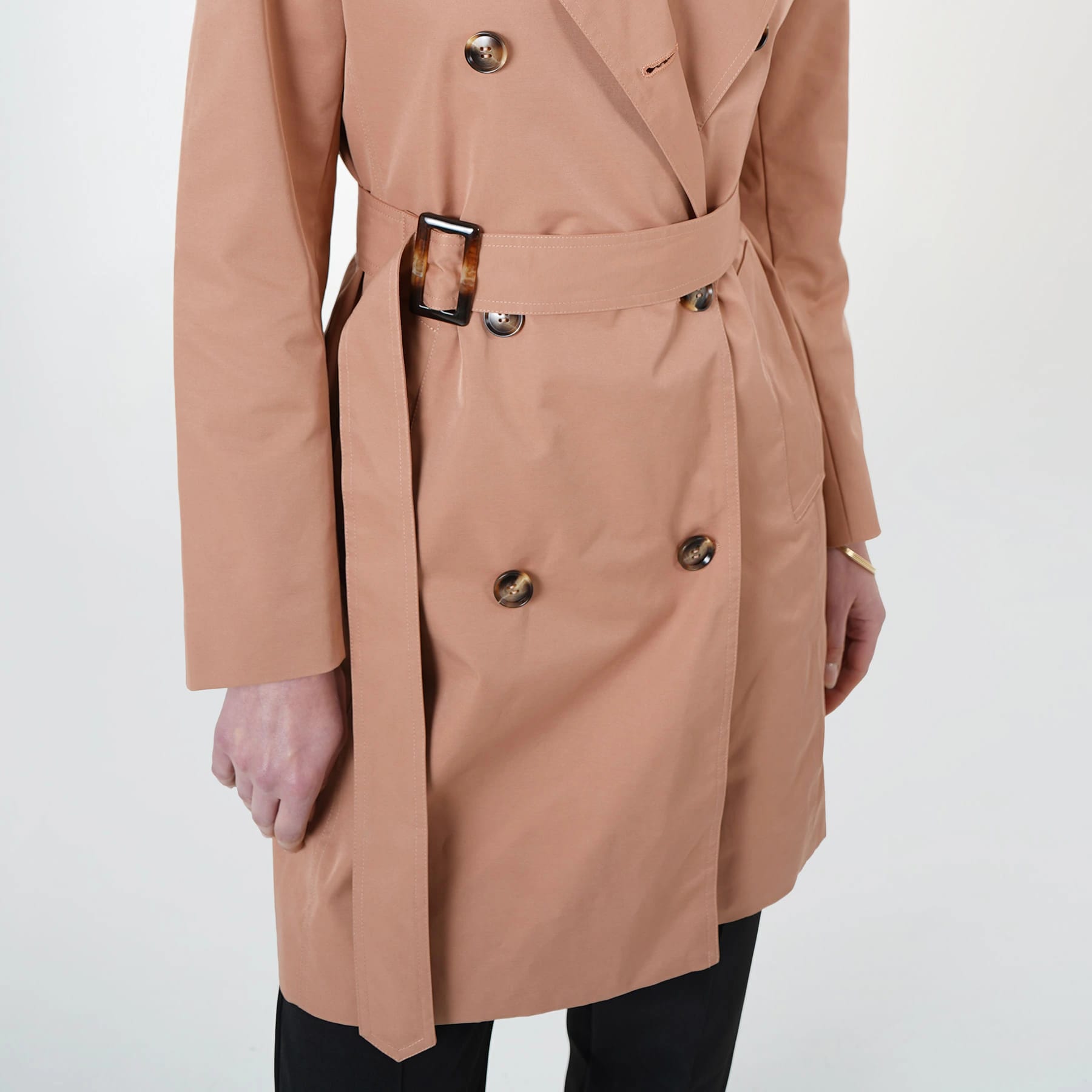 Chaqueta gabardina cruzada cuello alto con correa - imagen 2