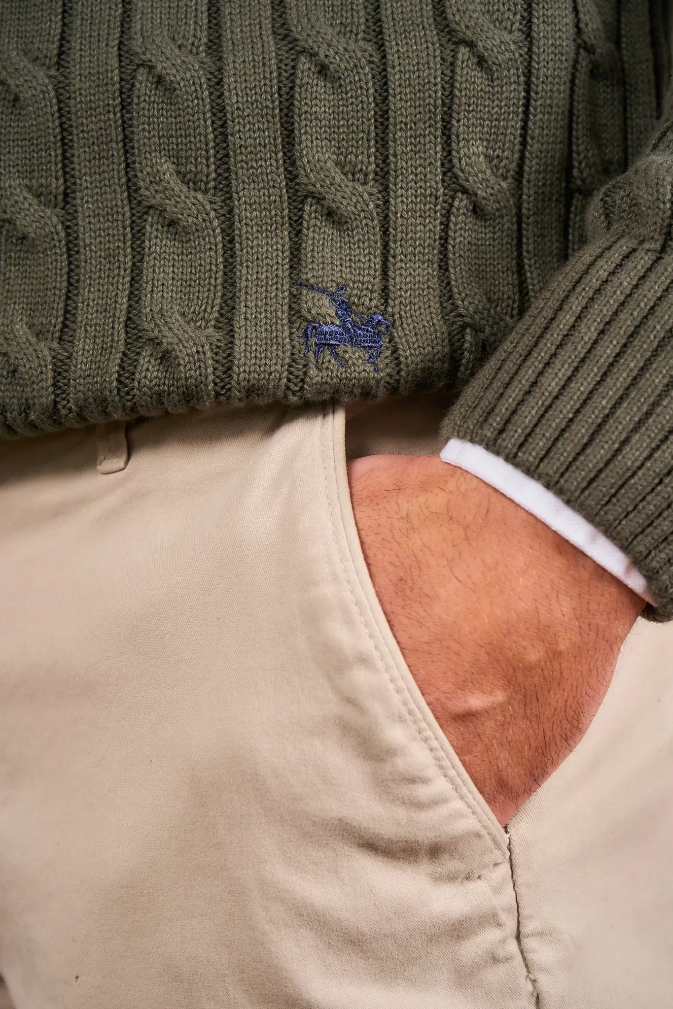 Suéter Halfzip Trenzado Hombre Verde - imagen 8
