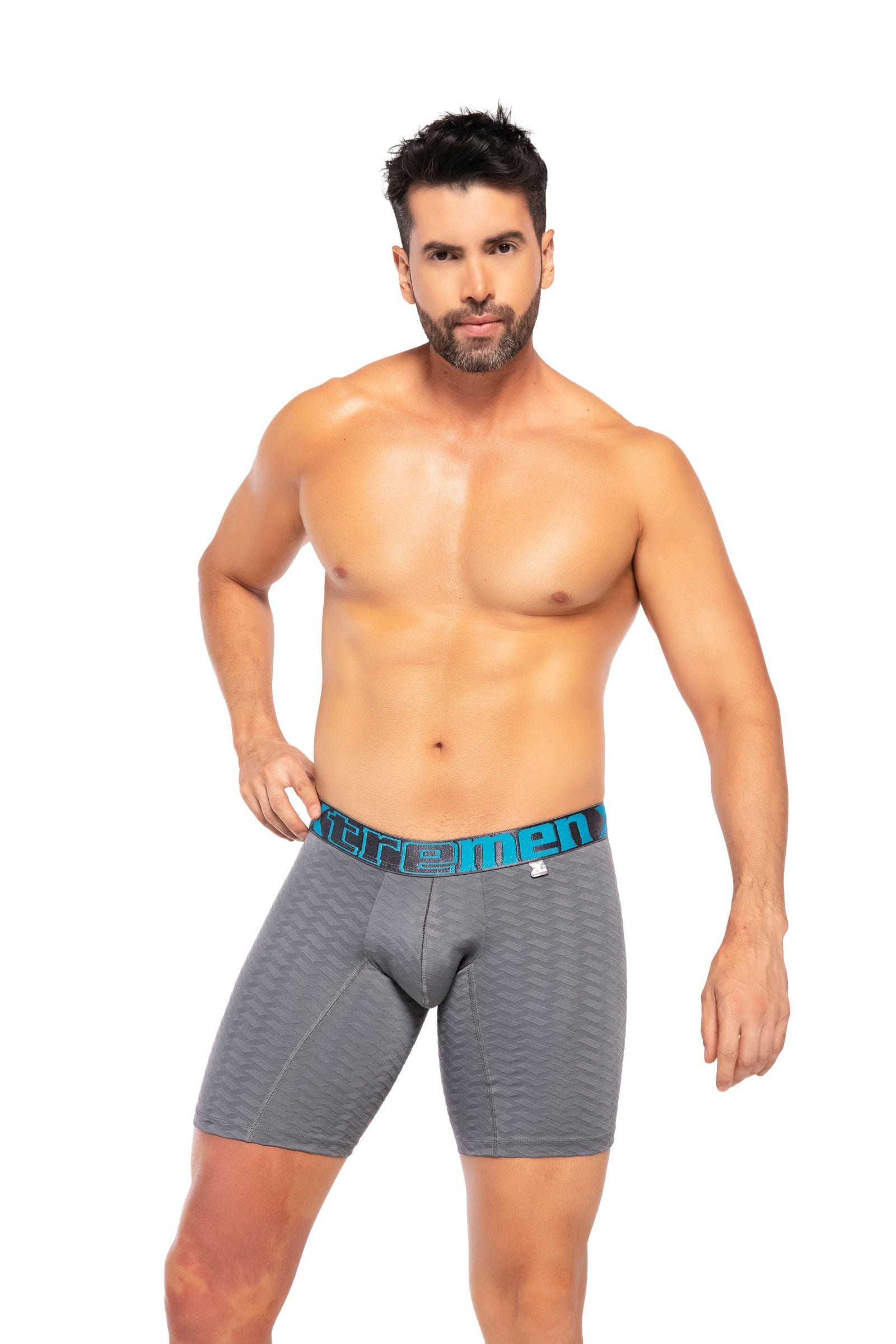 BOXER CLÁSICO LARGO MICROFIBRA JACQUARD RAYO  GRIS OSC - imagen 2