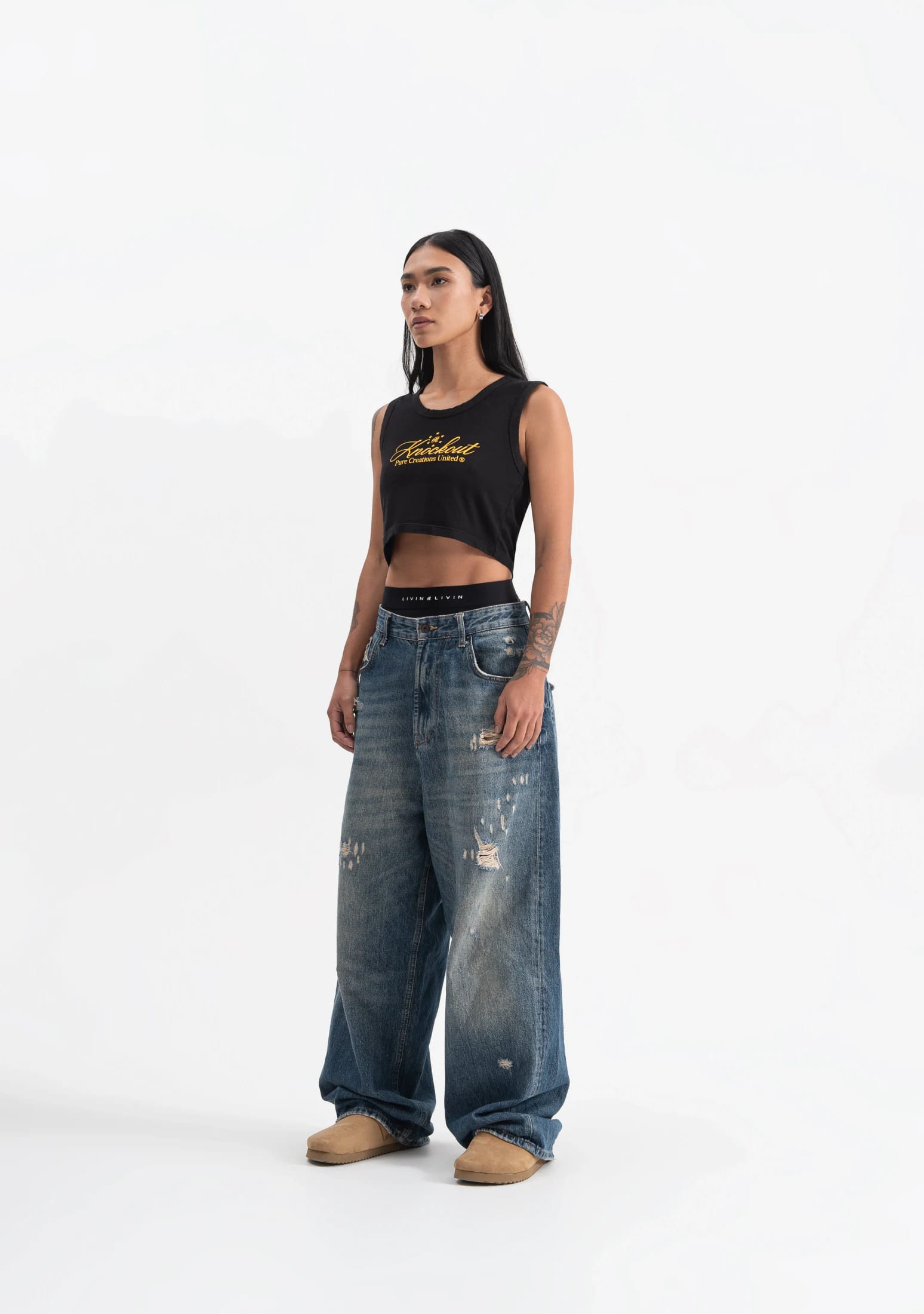 knockout black crop top - imagen 13