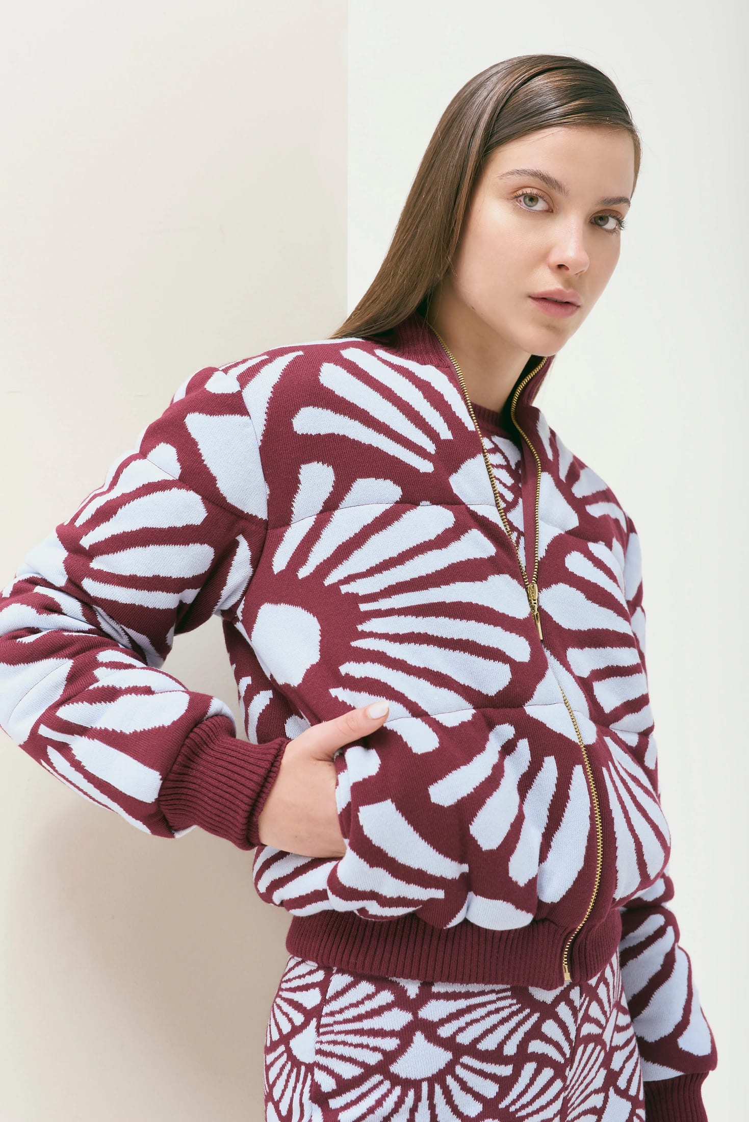 Bomber Jacket Venus Vinotinto-Celeste - imagen 2