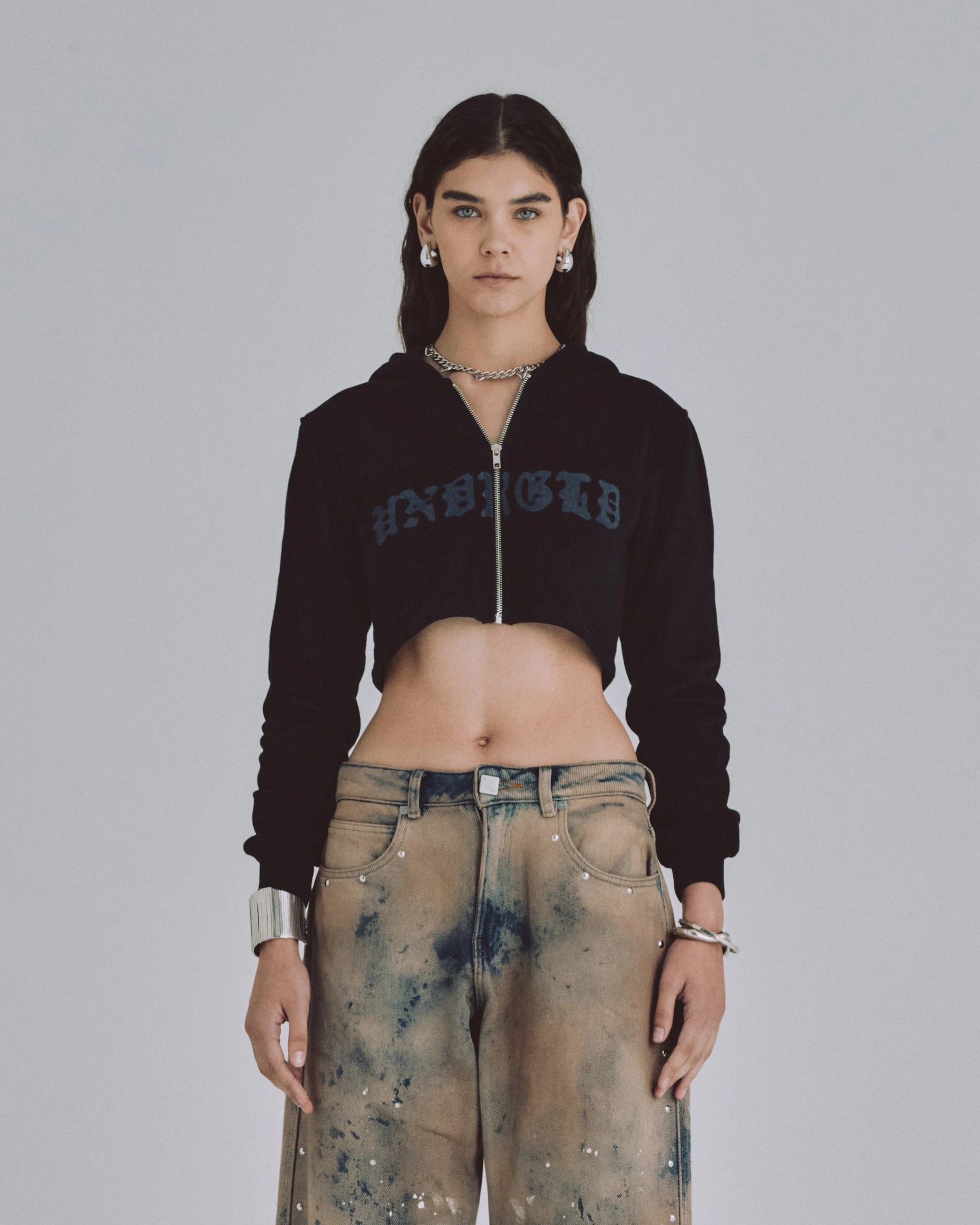 W 94' UNDRGLD Zip Up Slim Fit Hoodie Black - imagen 2