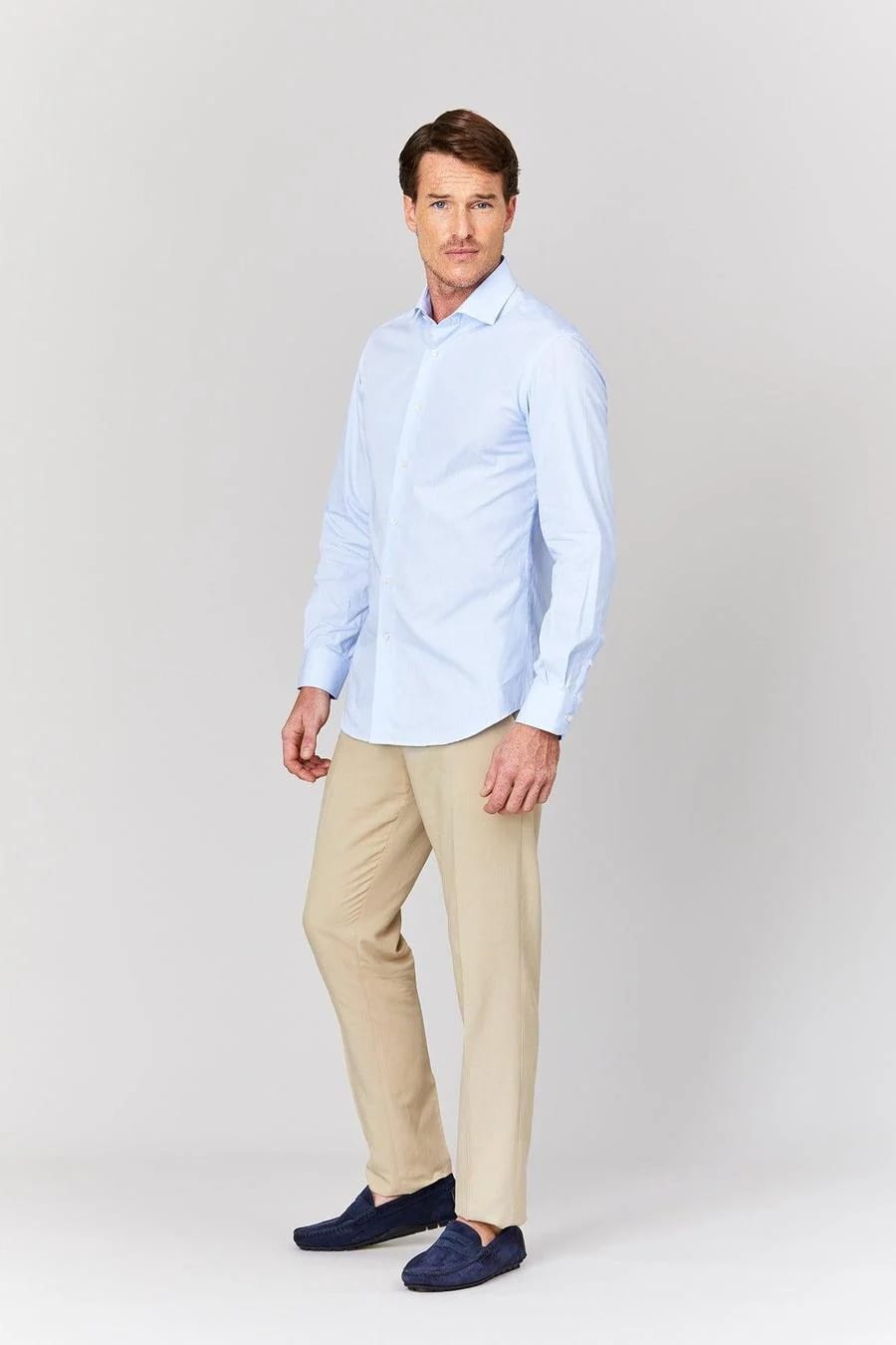 Men's cotton shirt quamarine muslin - imagen 4