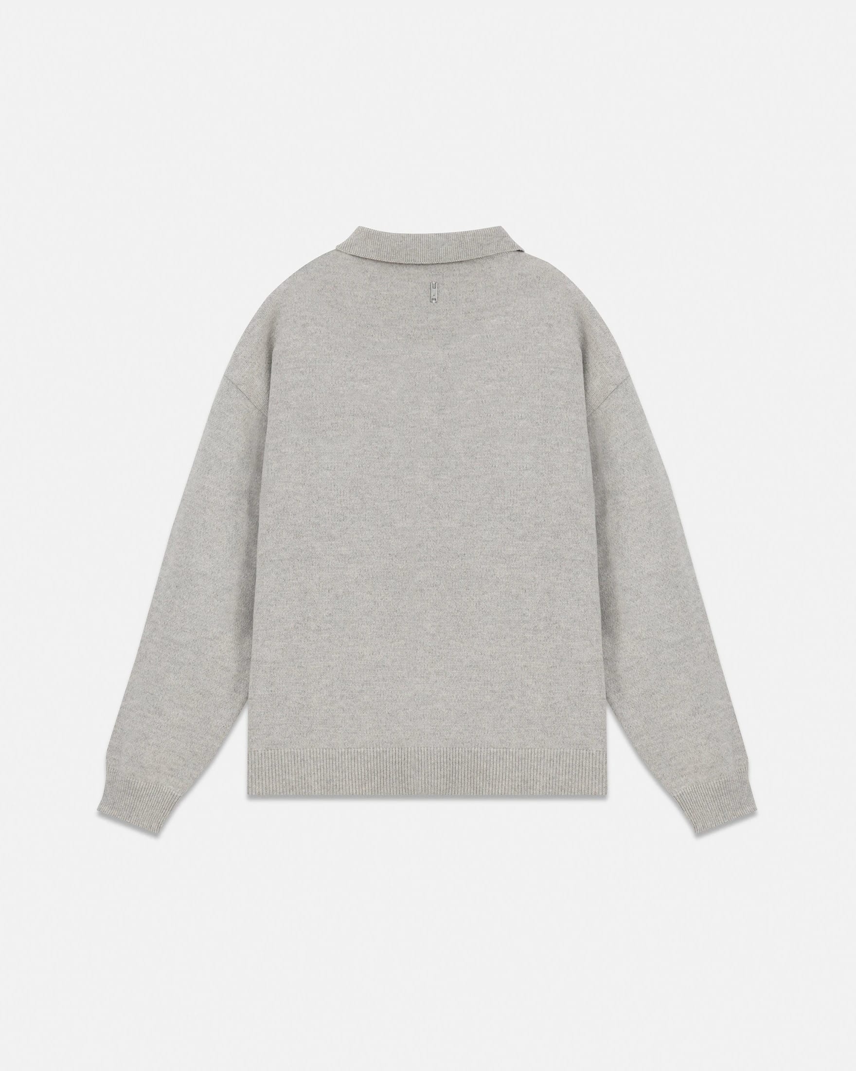 Line Knit Zip Up Long Sleeve Polo Shirt Seed Gray - imagen 3