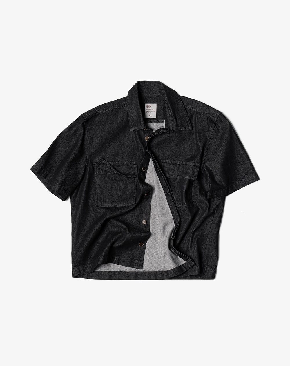 Camisa manga corta loose denim negro hombre - imagen 1