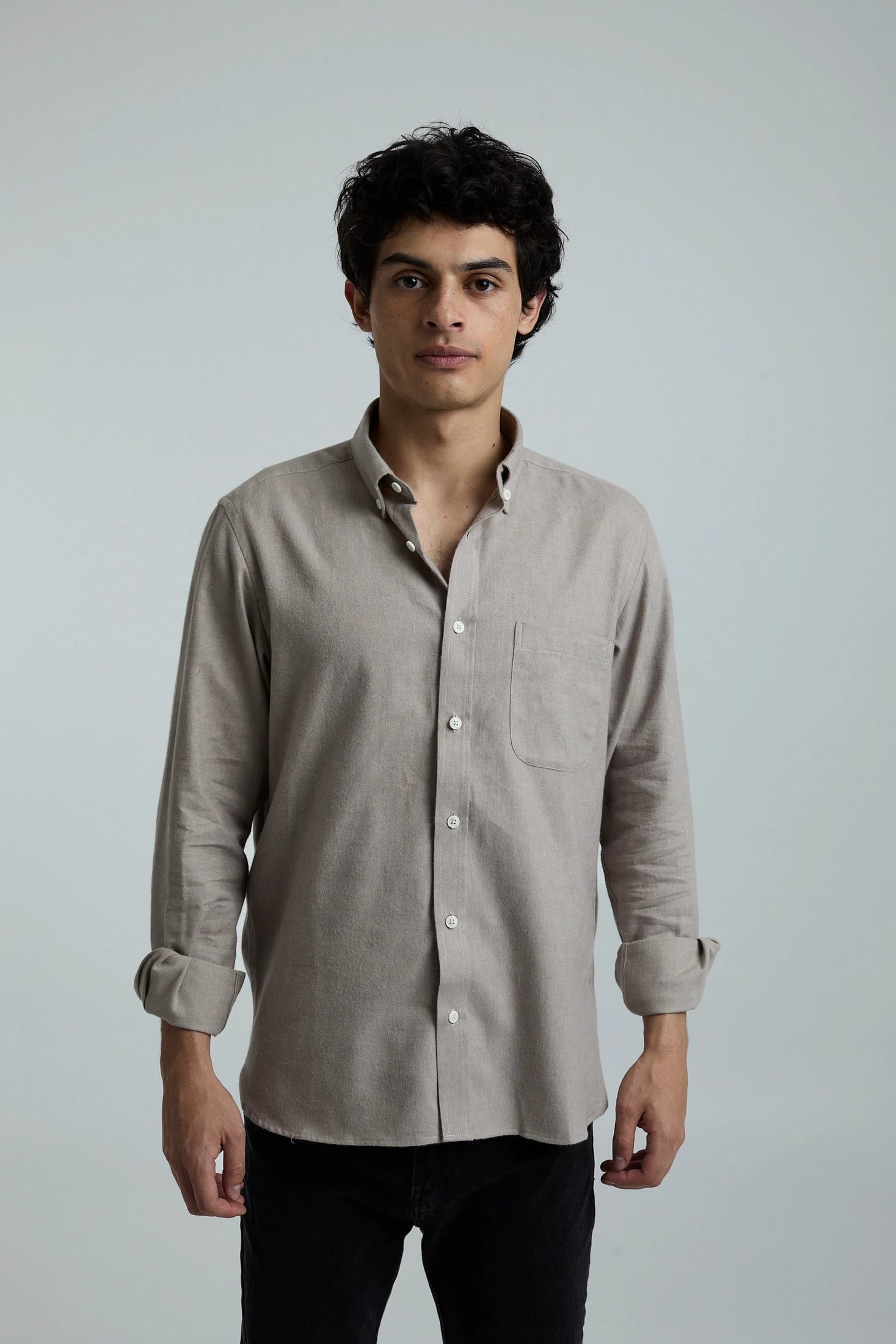 Camisa twill beige - imagen 7