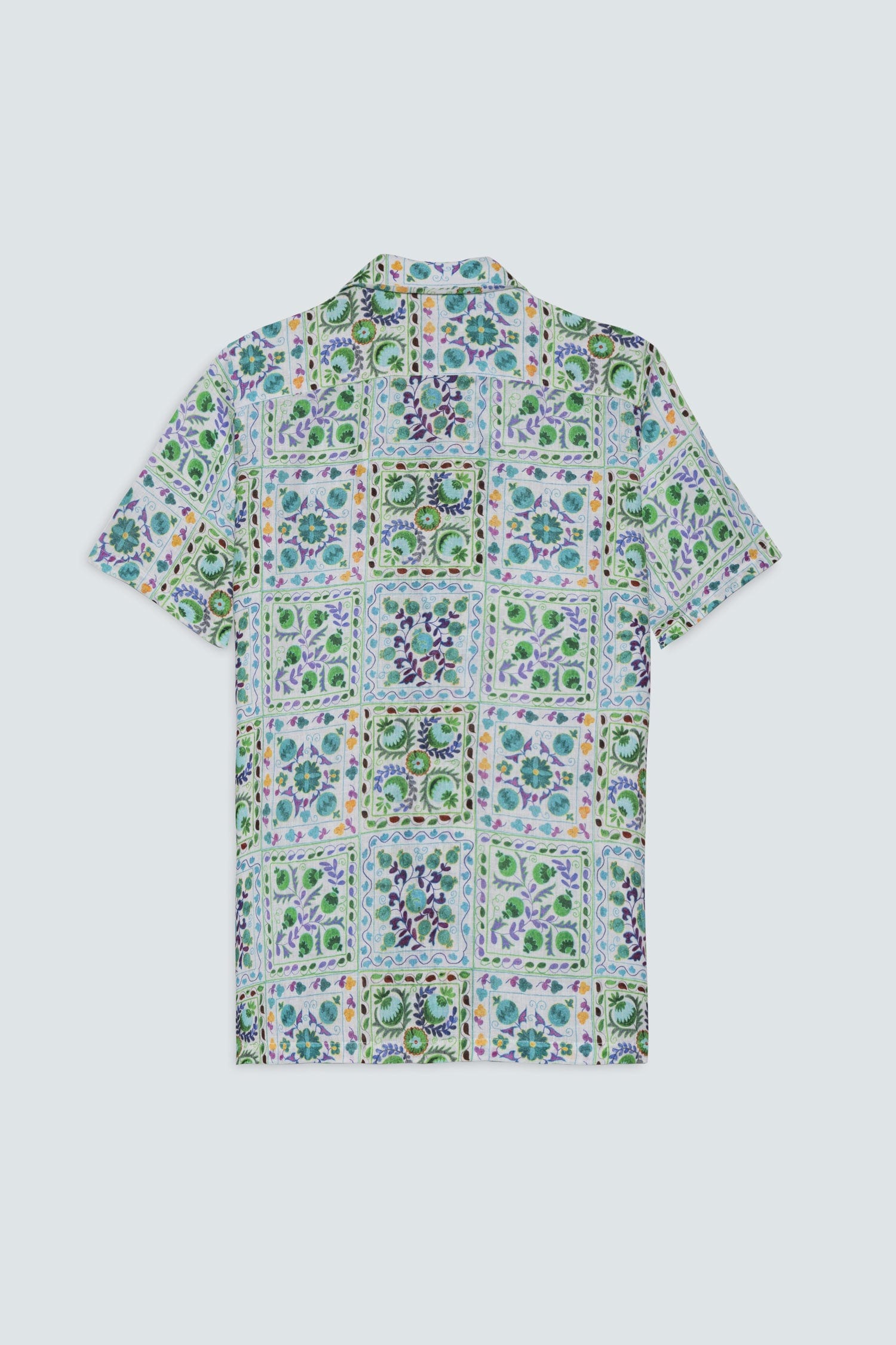 Men's linen shirt green suzani - imagen 9