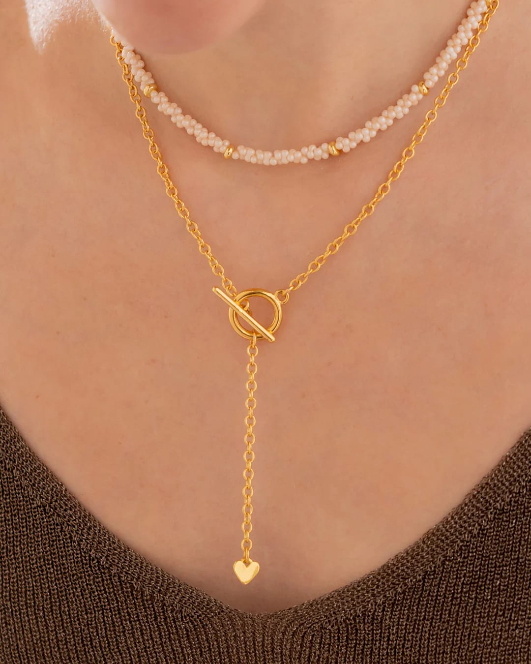 Set X2 Collar Corbatín Corazón Candado + Aretes - imagen 3