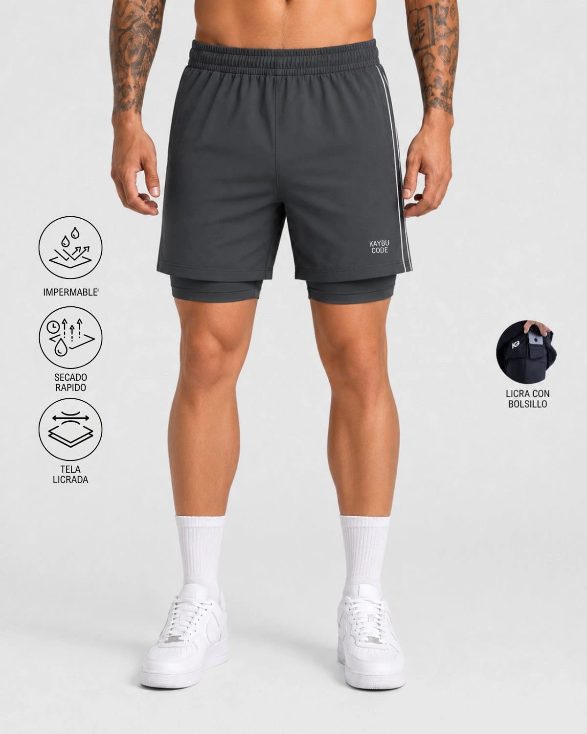 Pantaloneta Con Licra Y Bolsillo Kaybu Code┃KBMEN RF.435 - imagen 3