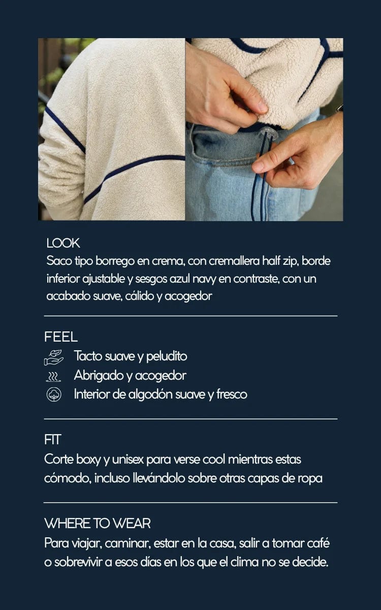 SACO OVEJERO BOXY CREMA - UNISEX - imagen 7
