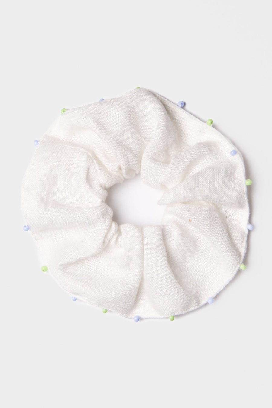 Women's linen white scrunchie - imagen 1