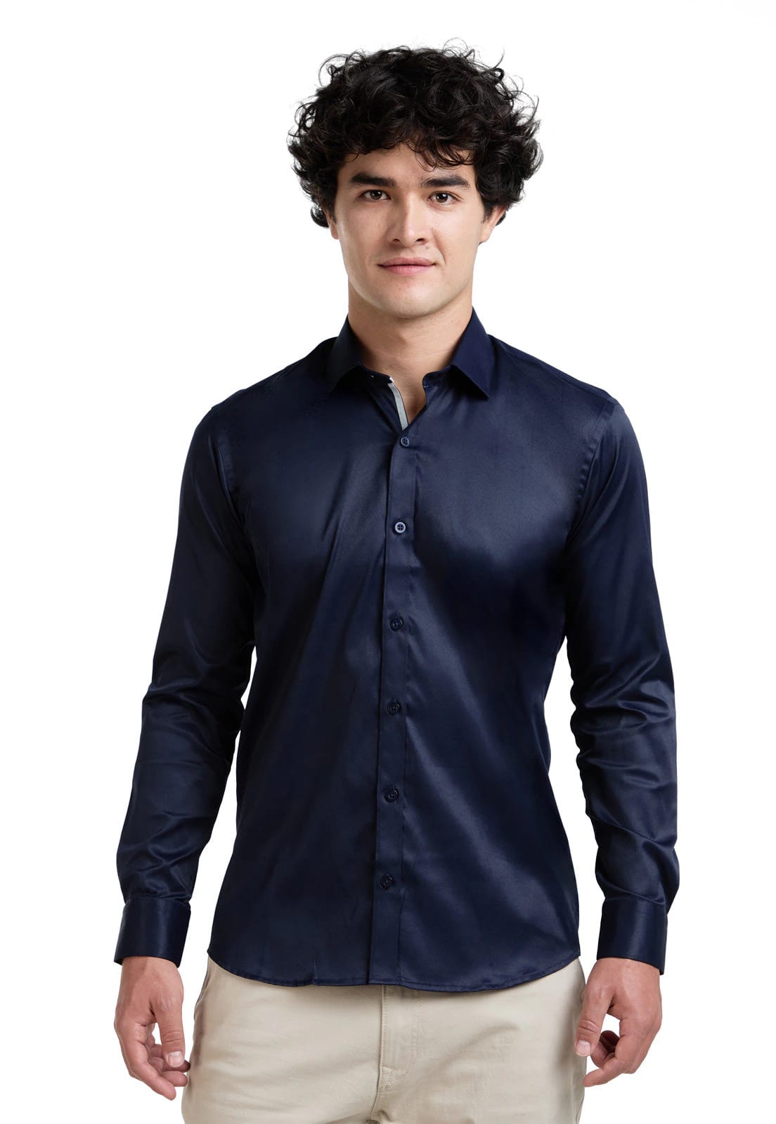 Camisa azul oscura con contraste interno - imagen 1