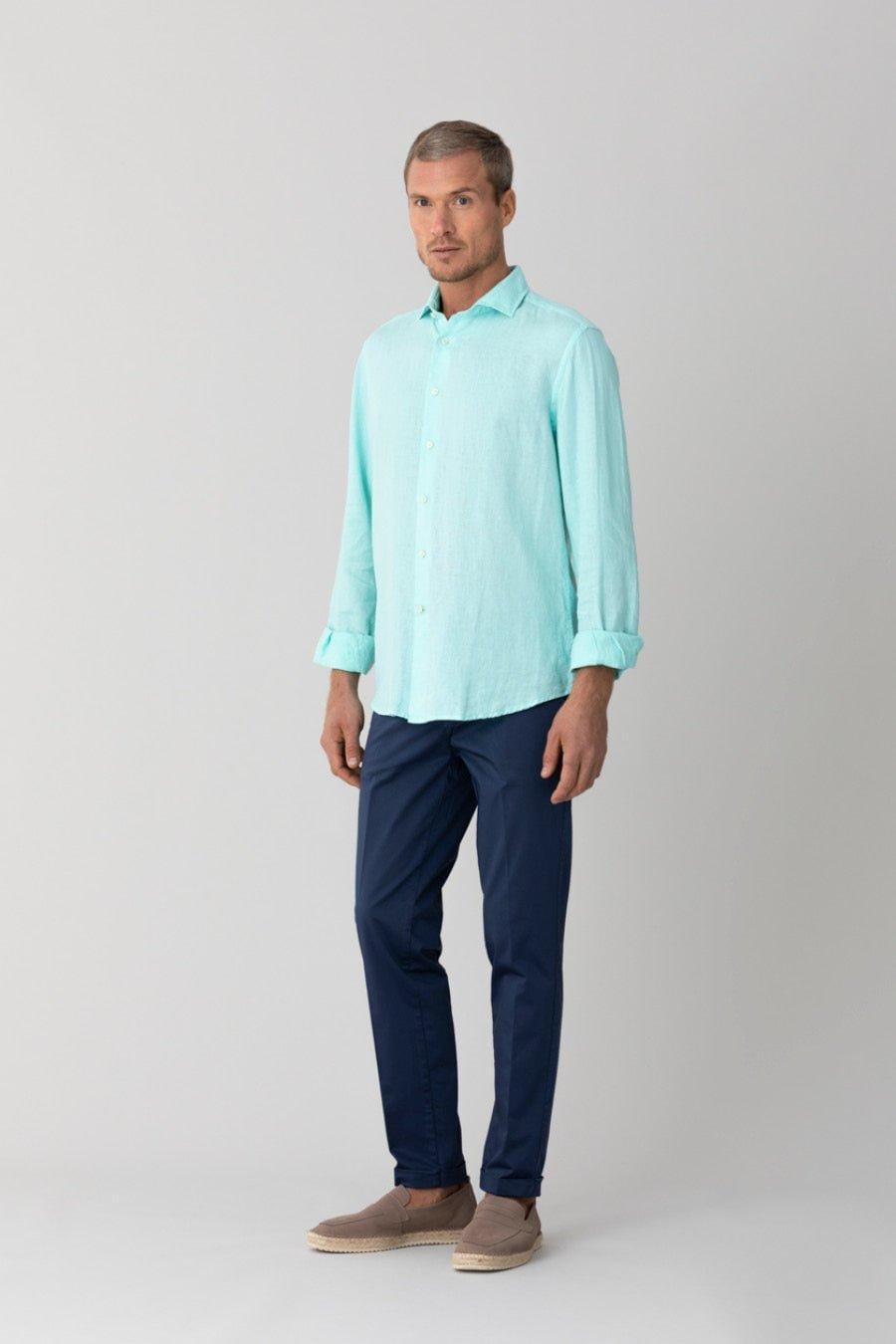 Men's linen shirt aqua - imagen 1
