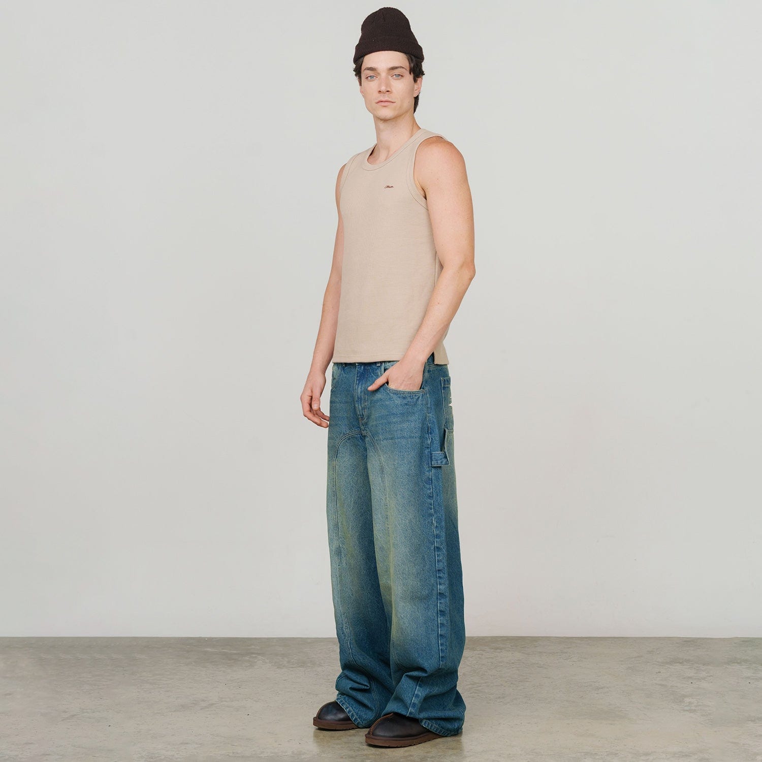 Textured Sleeveless T-Shirt - Sand - imagen 5
