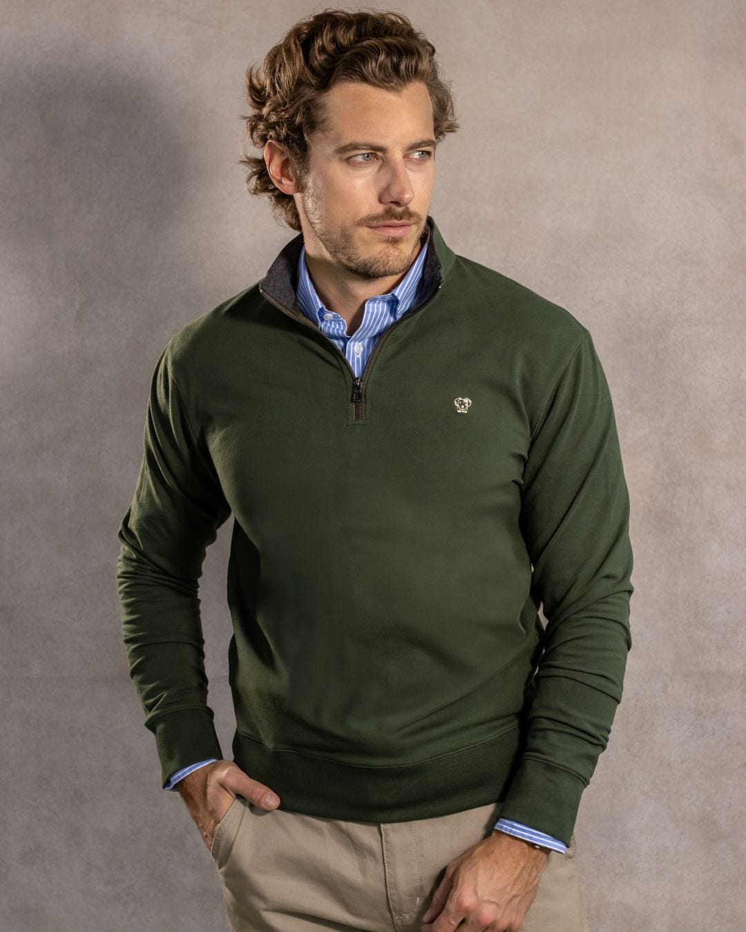 Halfzip Viana Antimanchas Verde Militar - imagen 3