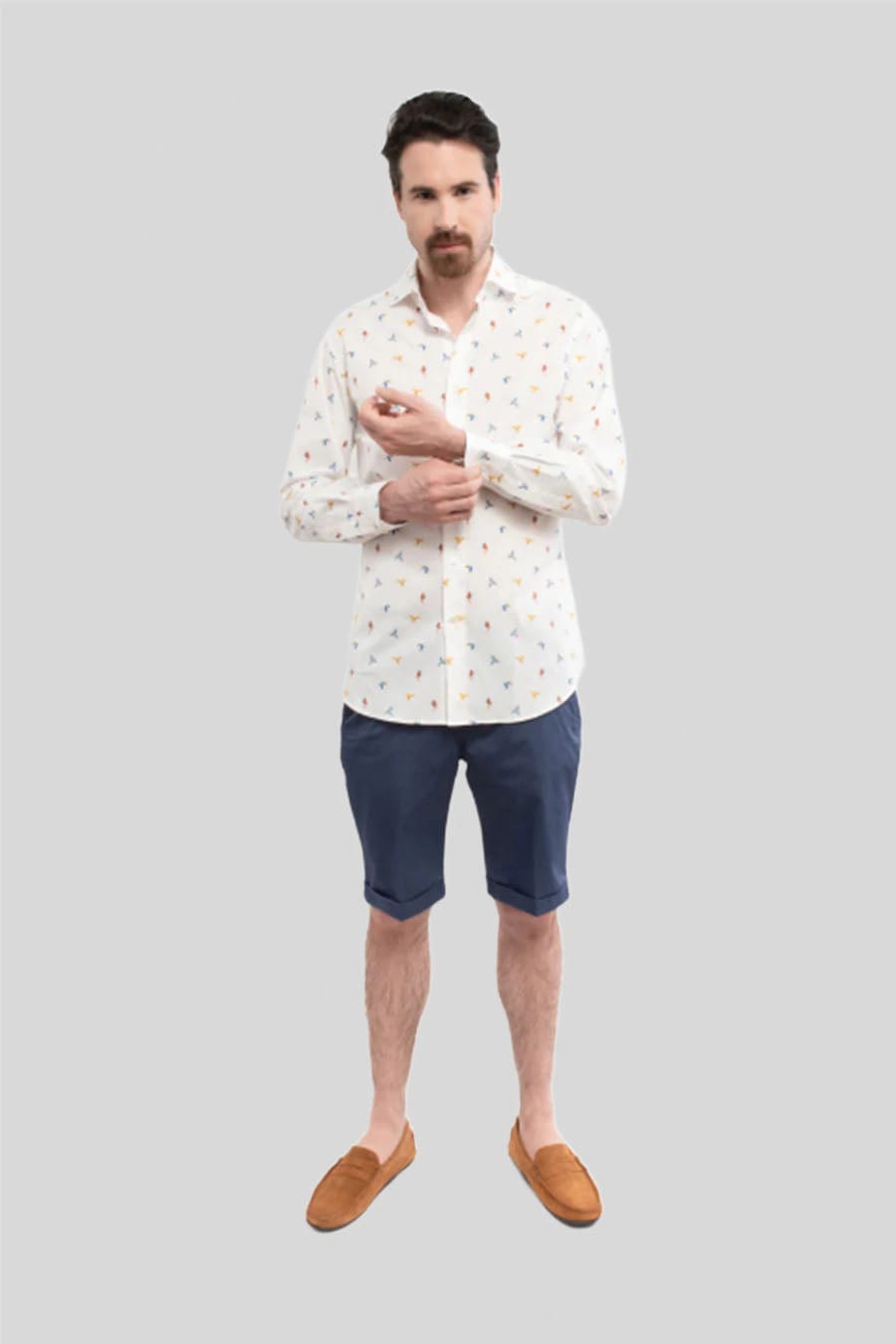 Men's cotton shirt white small macaws - imagen 4