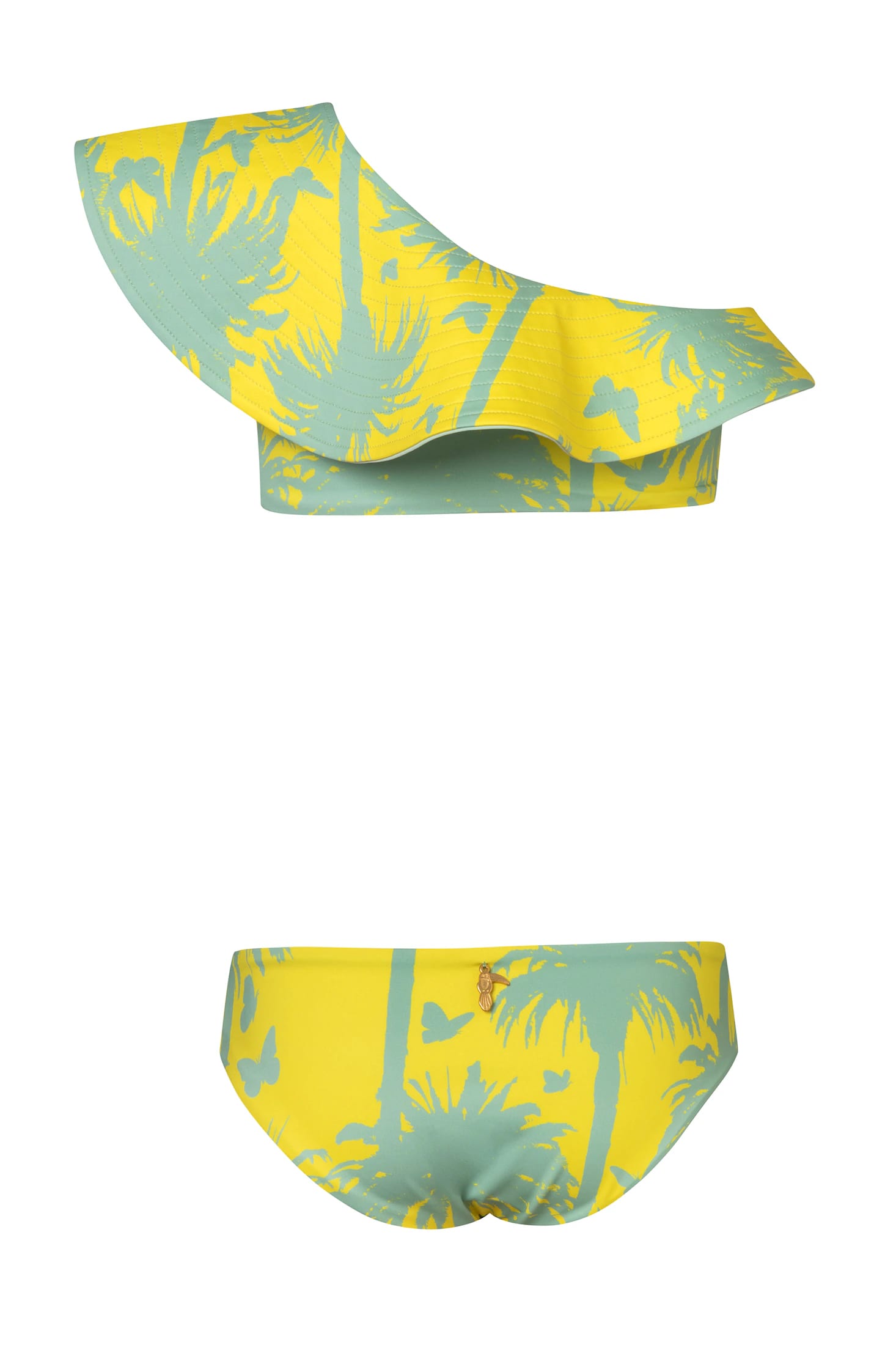 Mini Sunset Waves / Lime Palms - Mint - imagen 2