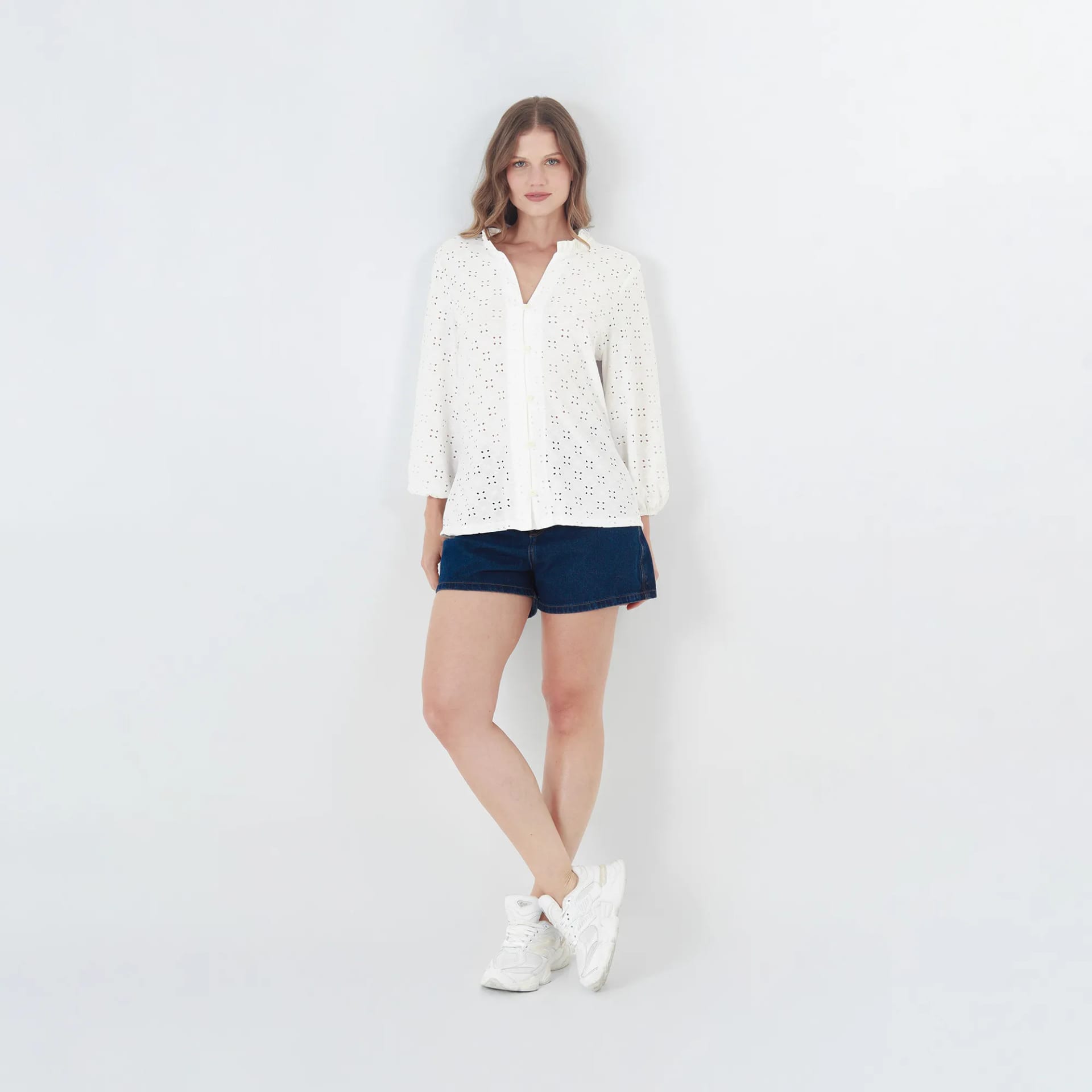 Blusa Cuello En V Manga Larga - imagen 5