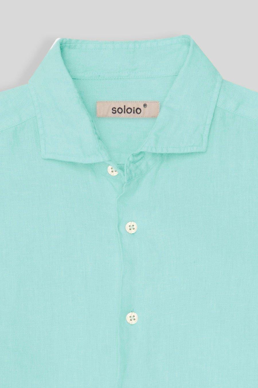 Men's linen shirt aquamarine basic - imagen 3