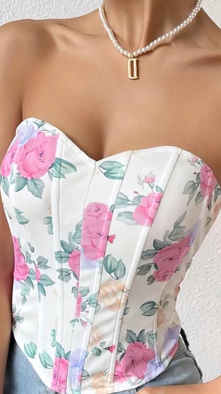 BRALETTE FLORES FONDO BLANCO - imagen 1