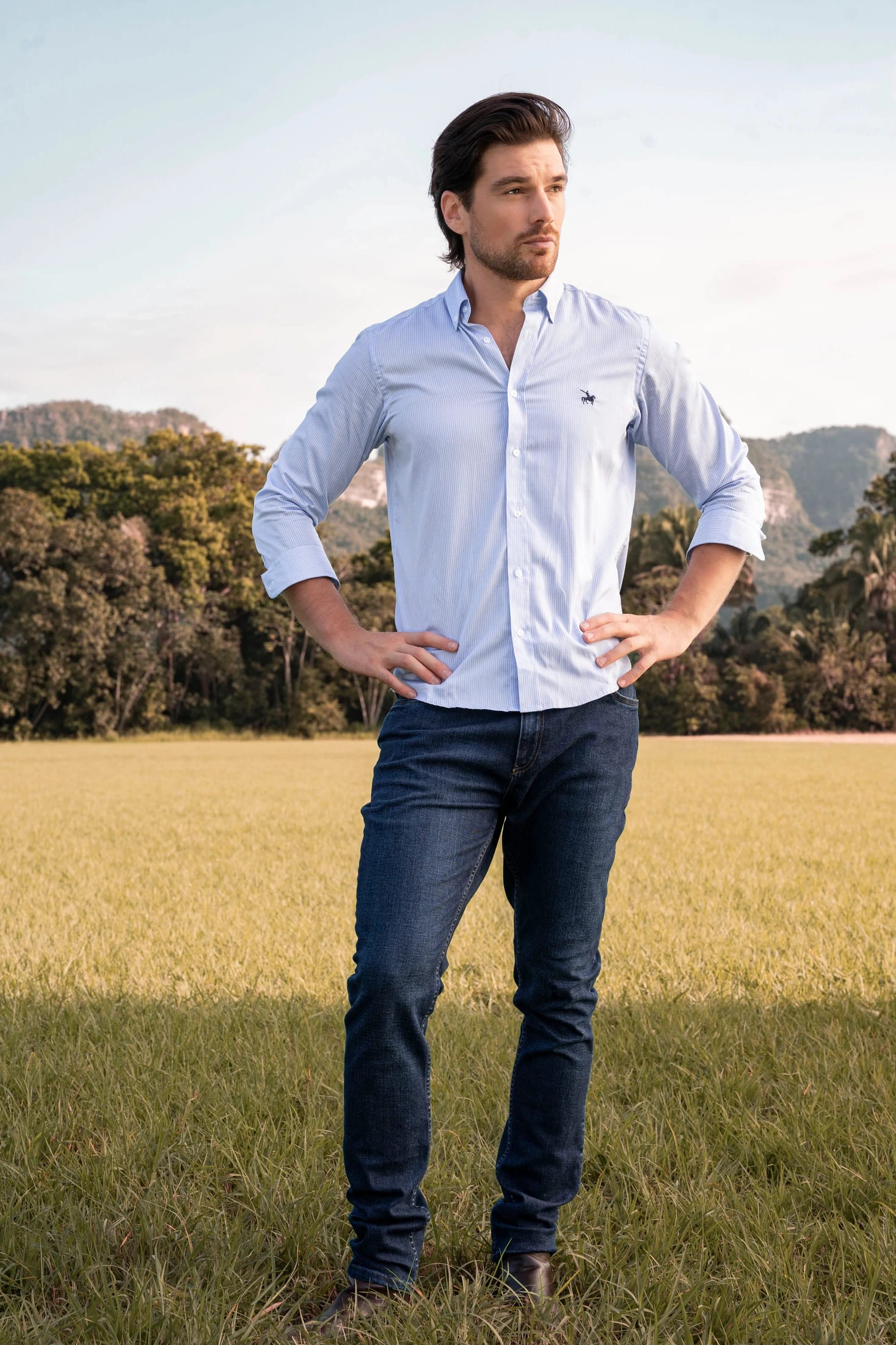 Camisa Róterdam Rayas Hombre Azul Claro - imagen 3