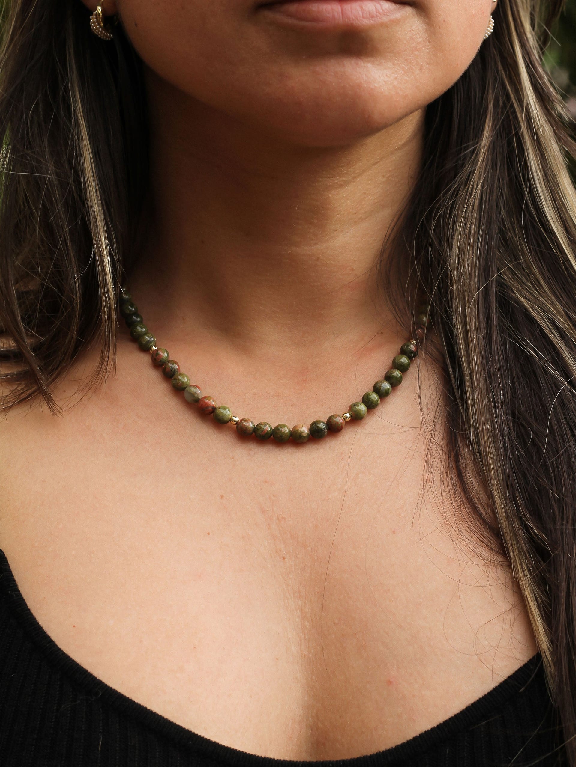 Choker Jasper Musgo 6mm - imagen 2