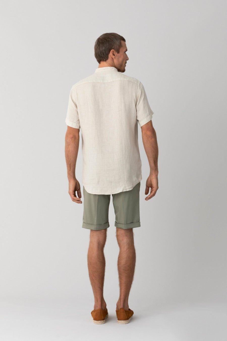 men’s linen shirt mao beige basic - imagen 7