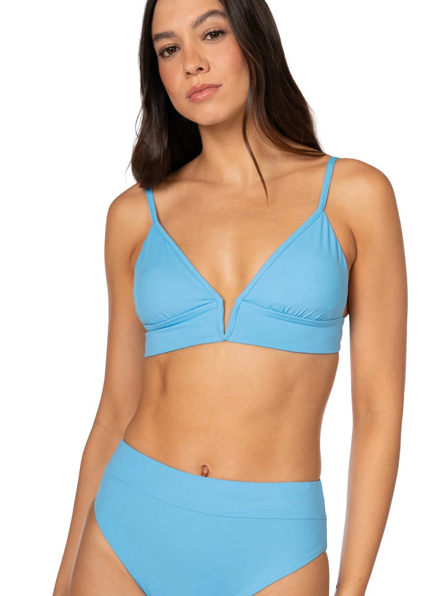 Maaji Stone Blue Parade Long Line Triangle Bikini Top - imagen 5