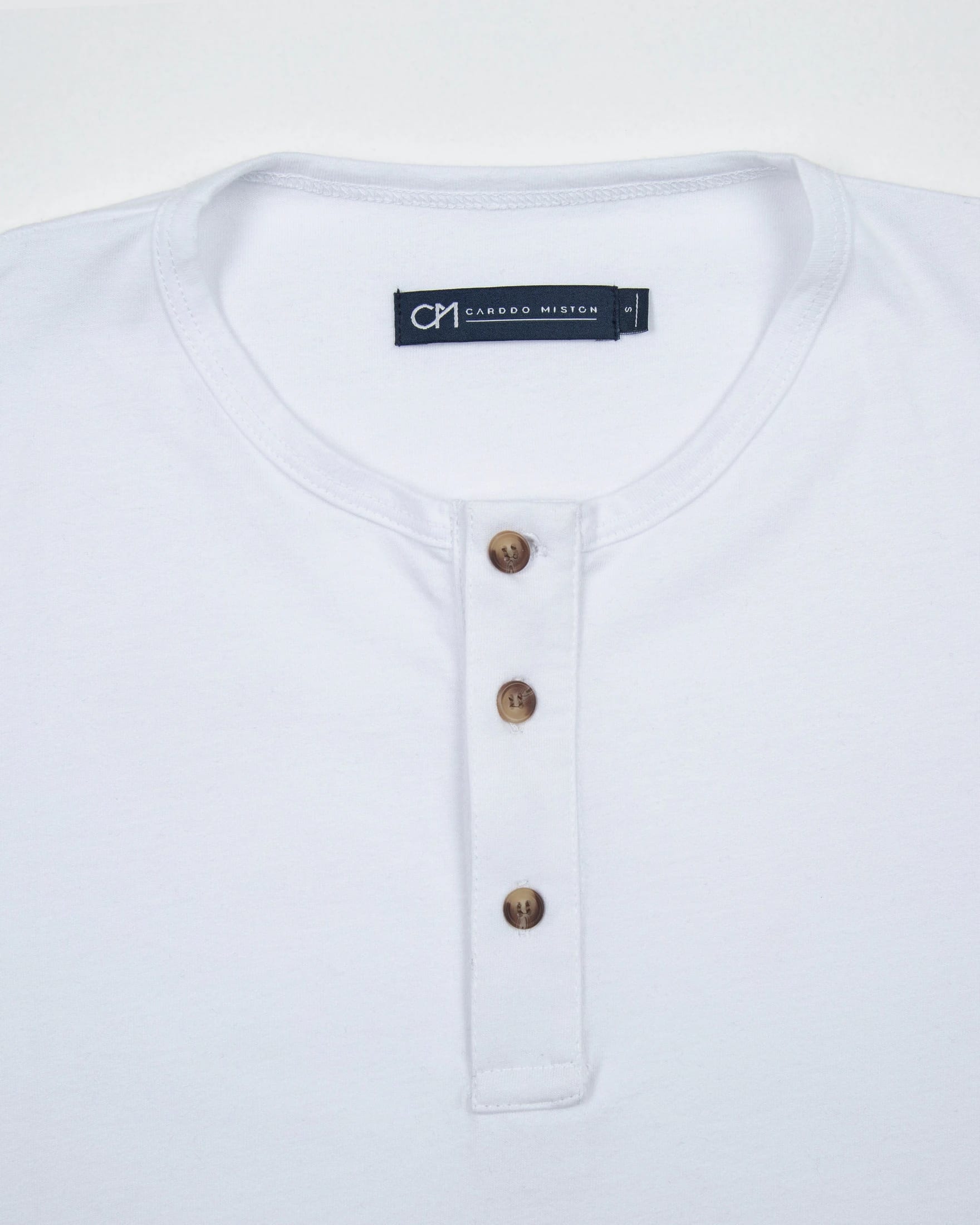 Camiseta Henley Manga Larga Algodón Blanco - imagen 2