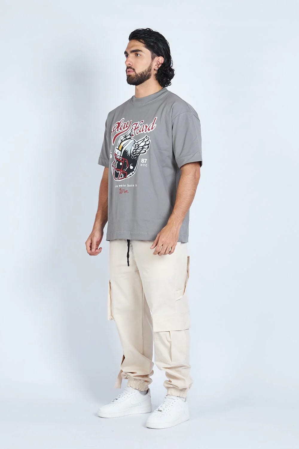 Camiseta oversize PLAY HARD GRIS | DROP 03 | - imagen 2