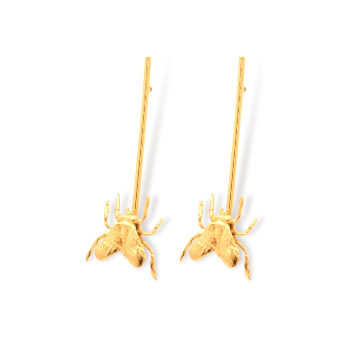 Aretes largos con mosca grande - imagen 2
