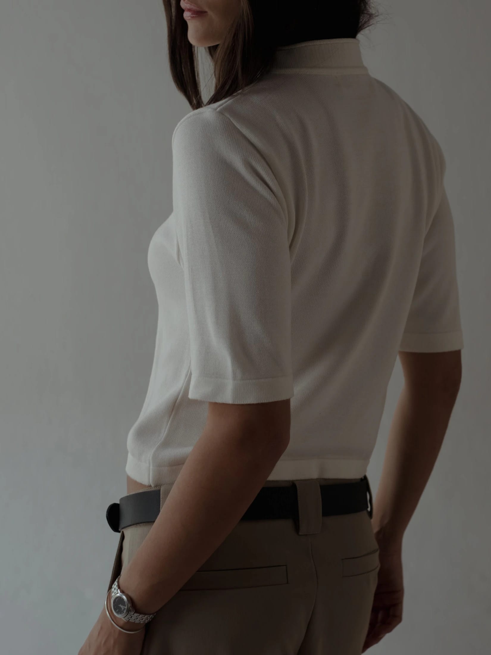 TALL COLLAR KNIT T-SHIRT - VANILLA - imagen 8