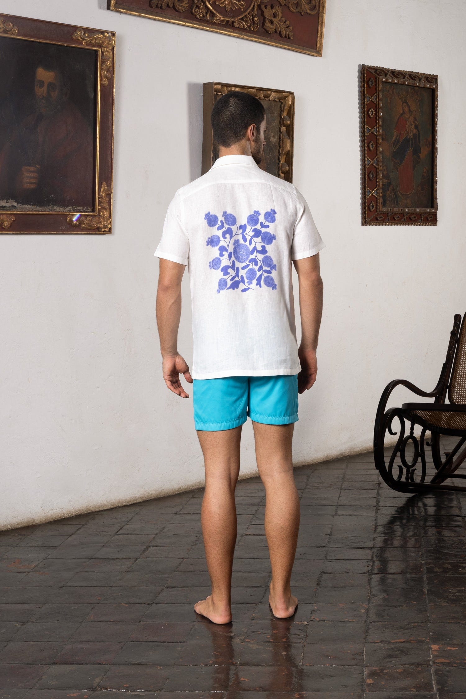 Men's linen shirt white kokan - imagen 5