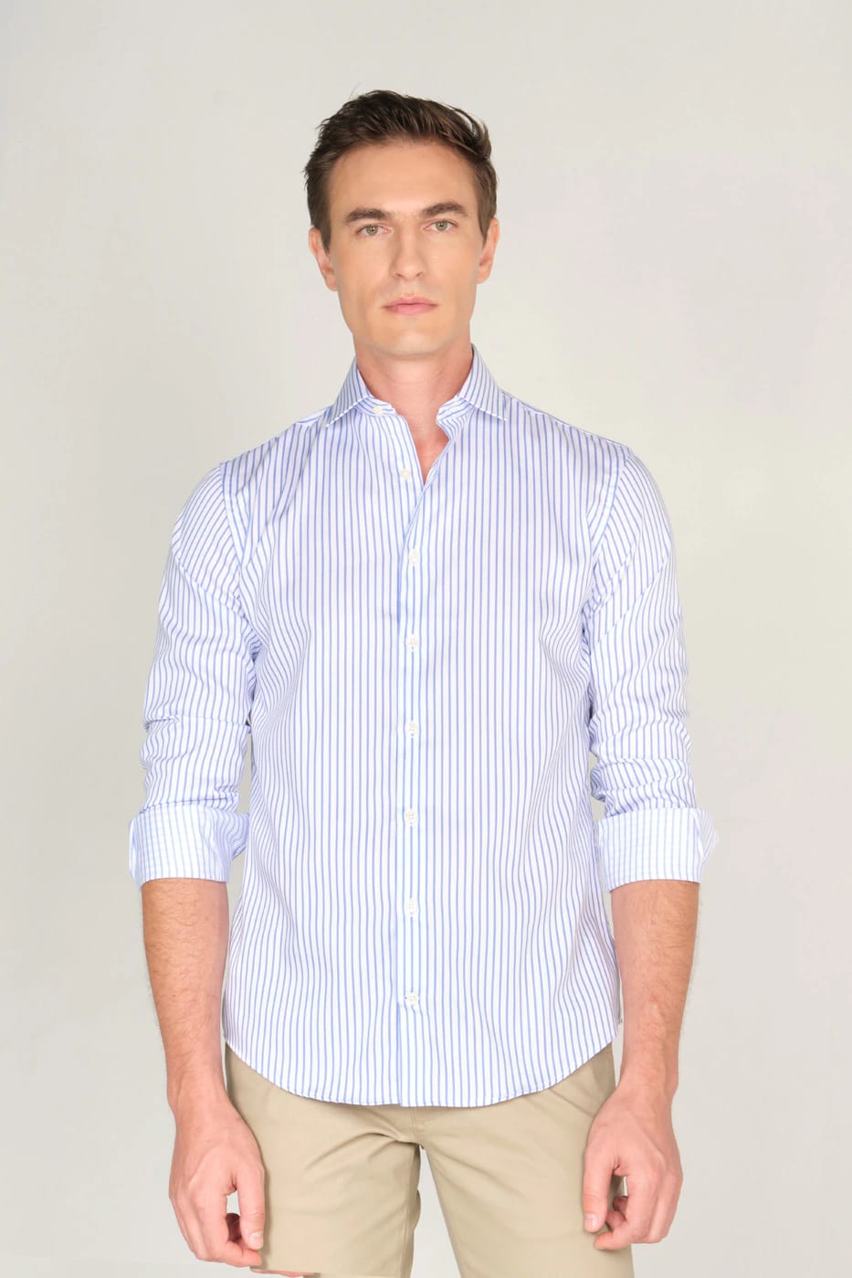 Camisa Slim Algodón Azul Rayas - imagen 1
